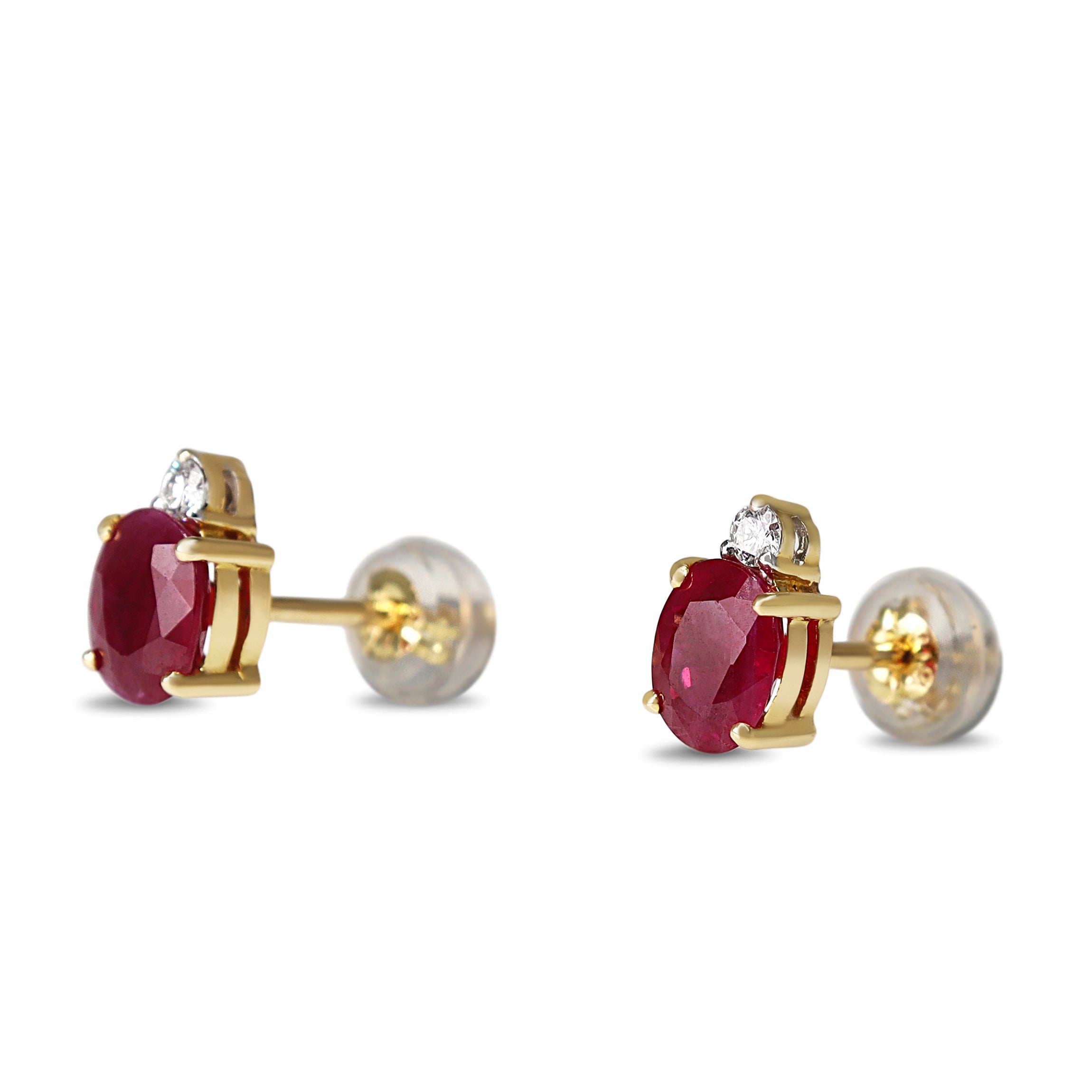 18ct Yellow Gold Ruby and Diamond Stud Earrings