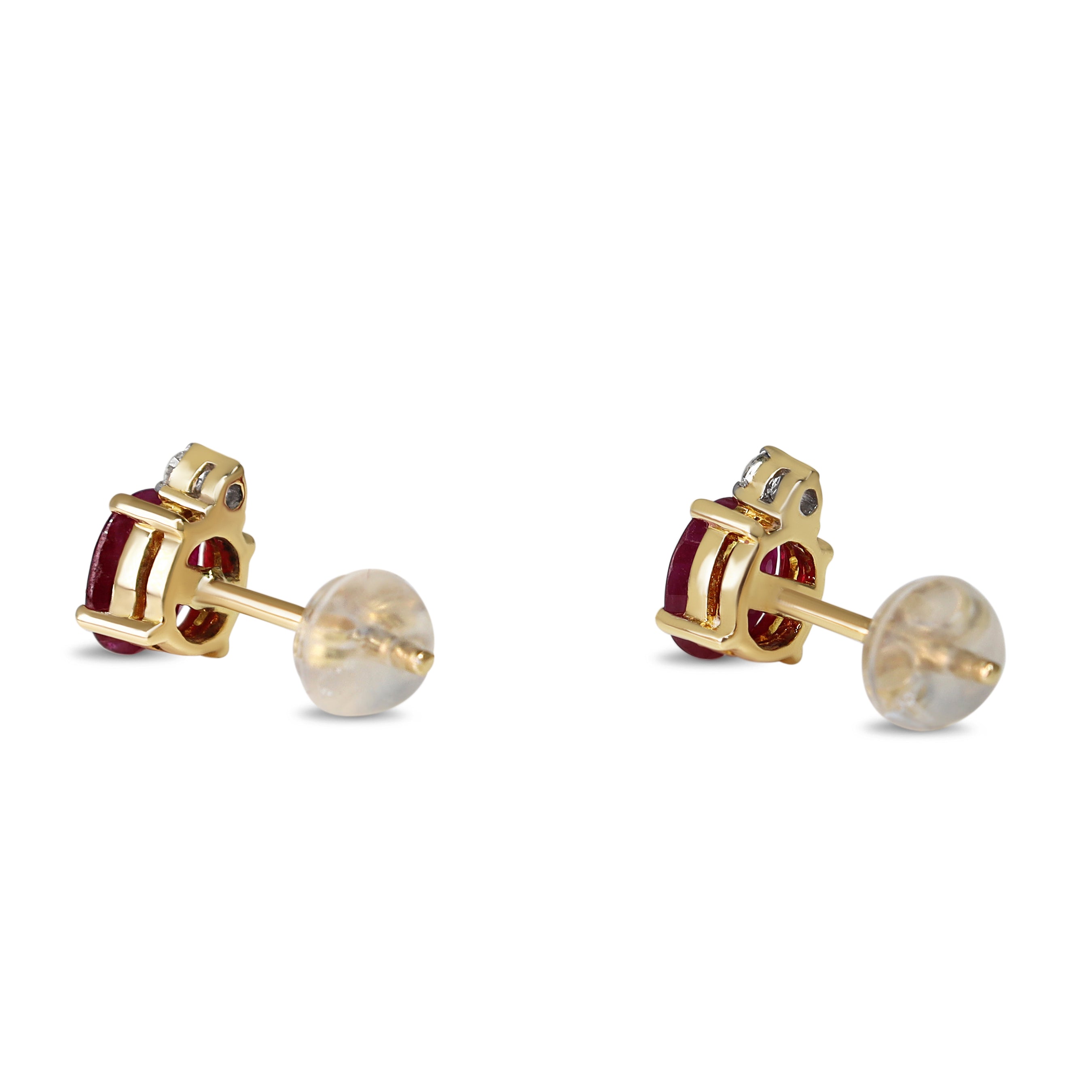 18ct Yellow Gold Ruby and Diamond Stud Earrings