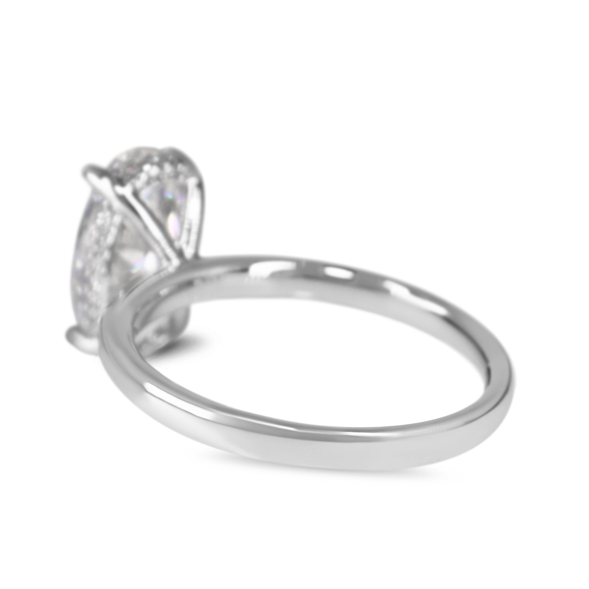 18ct White Gold 2.50ct Oval Lab Grown Diamond Ring With Hidden Halo