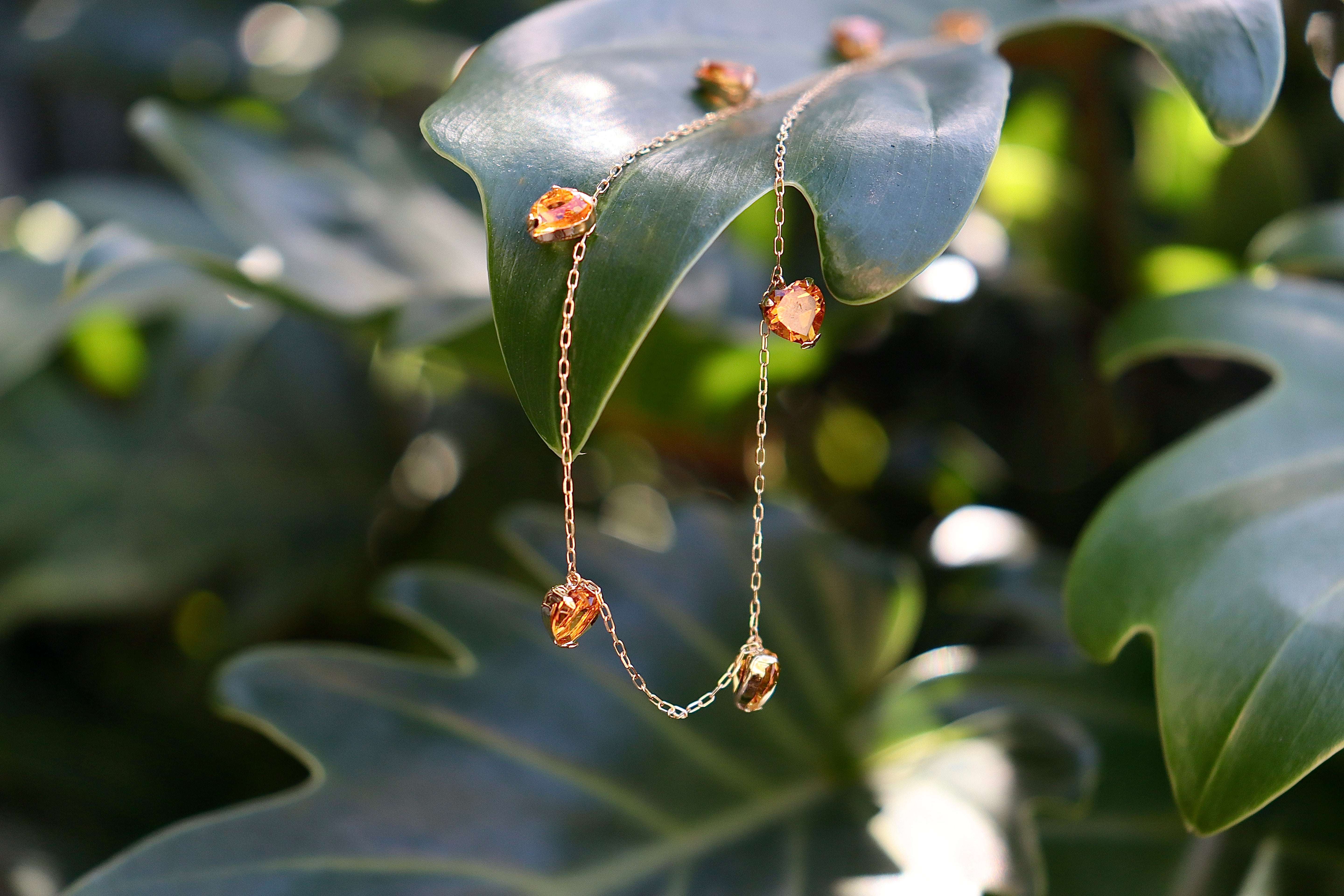 18ct Yellow Gold Citrine Heart Chain Necklace