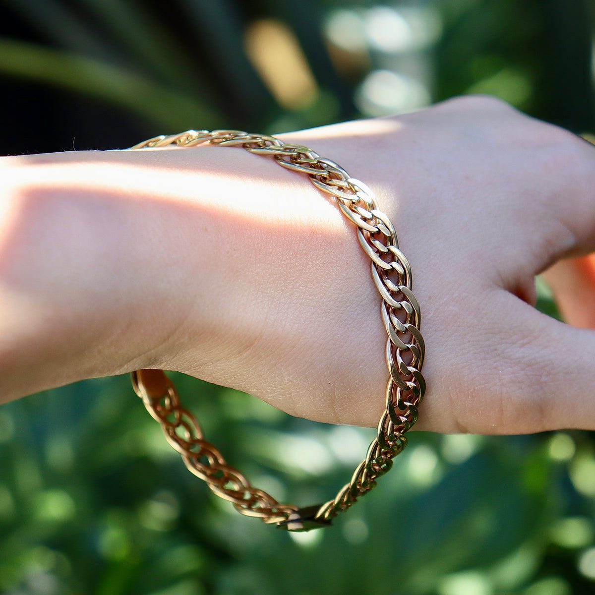 9ct Yellow Gold Fancy Double Curb Flat Link Bracelet