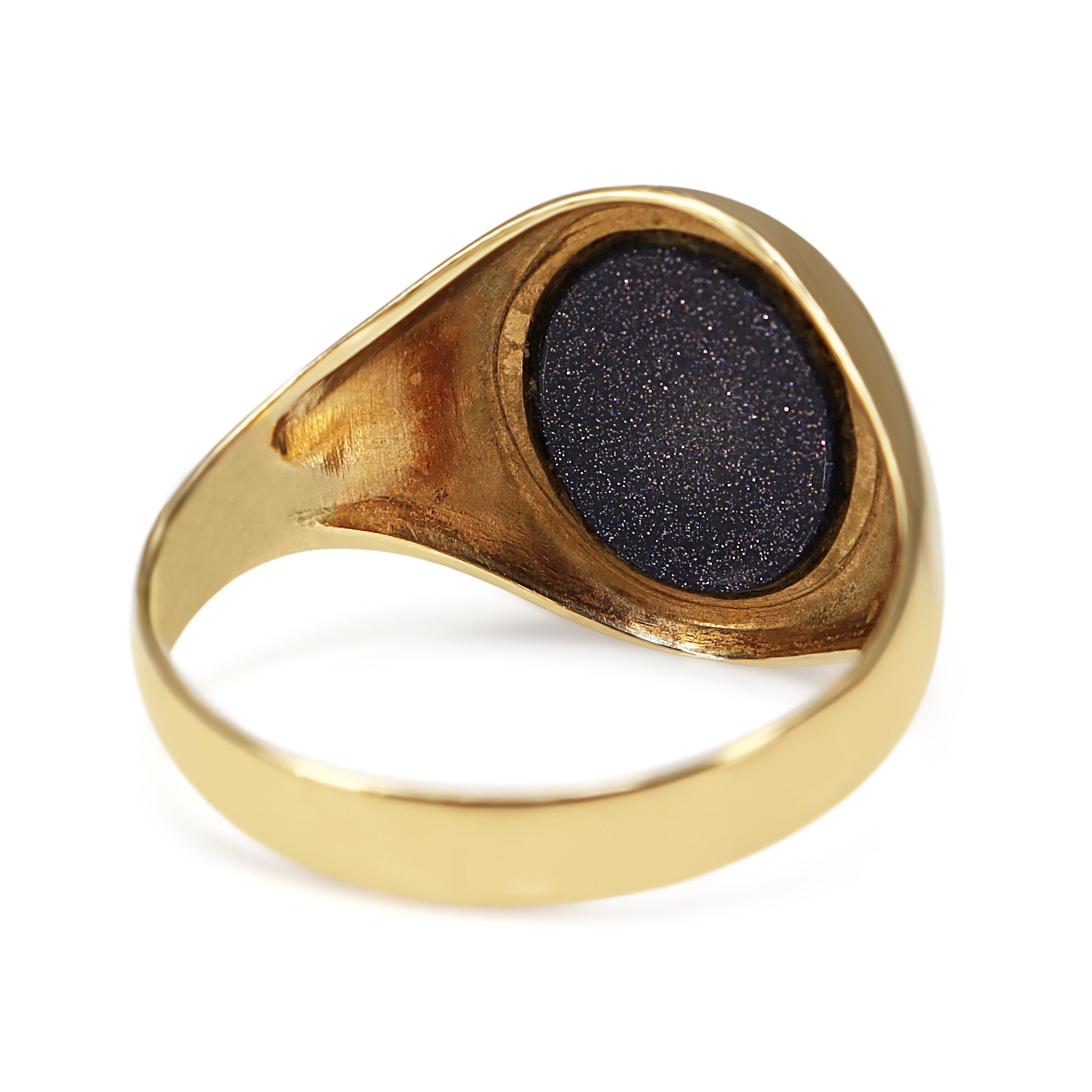 9ct Yellow Gold Blue Gold Stone Signet Ring