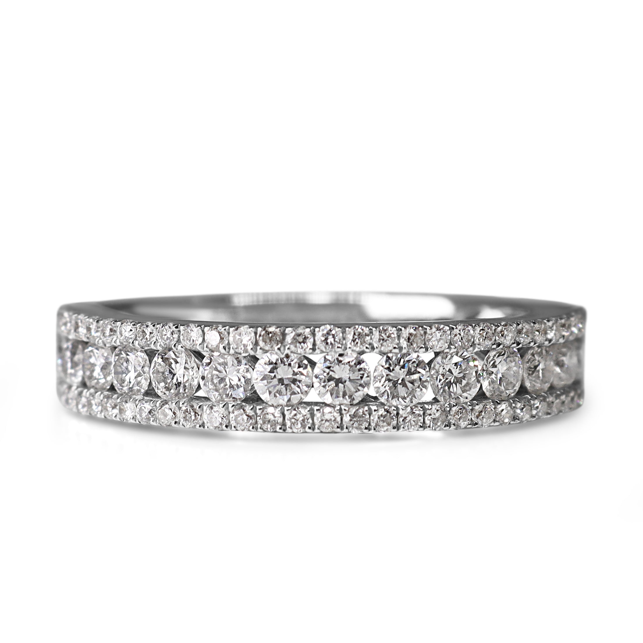 18ct White Gold Brilliant Cut Channel and Claw Set Diamond Band Ring