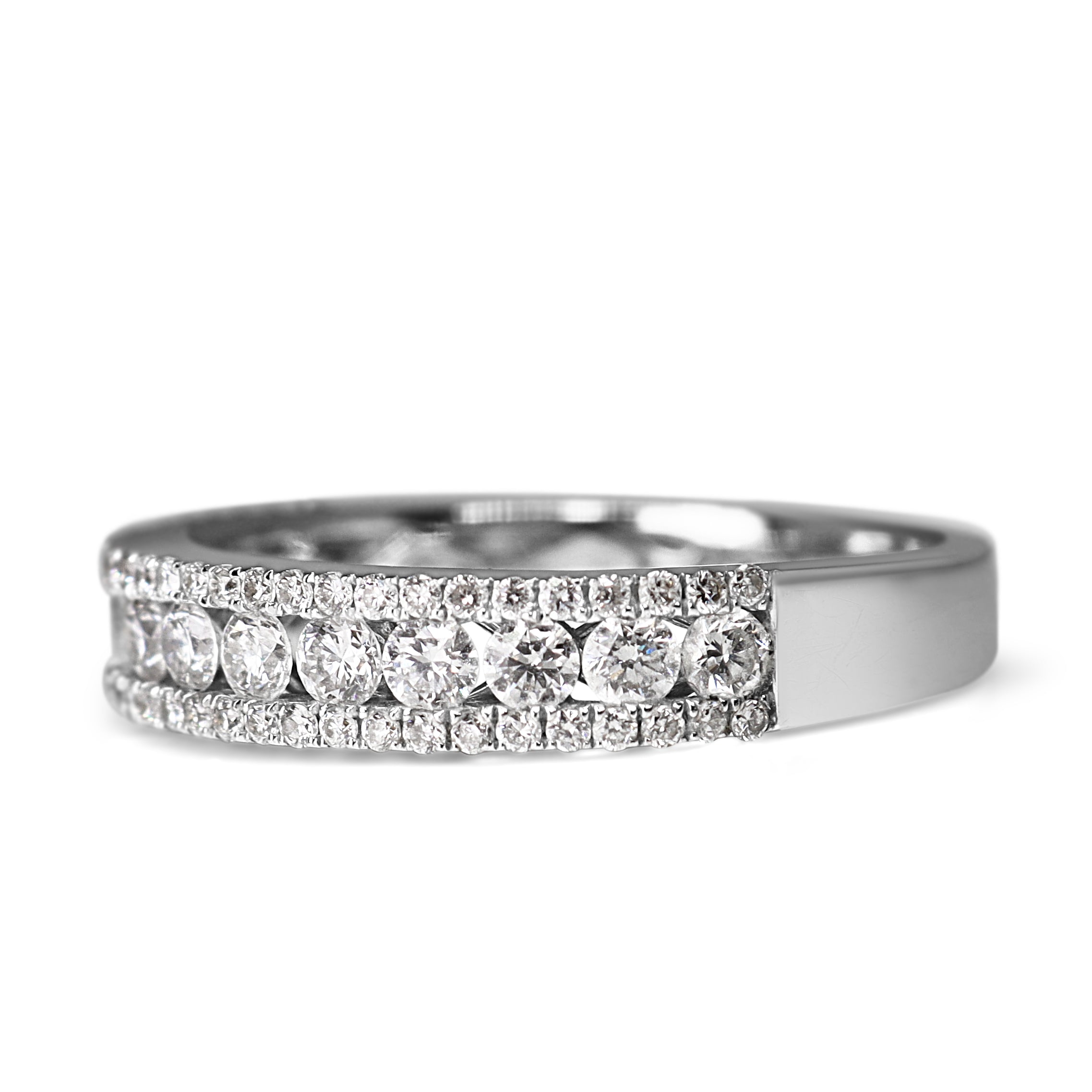 18ct White Gold Brilliant Cut Channel and Claw Set Diamond Band Ring