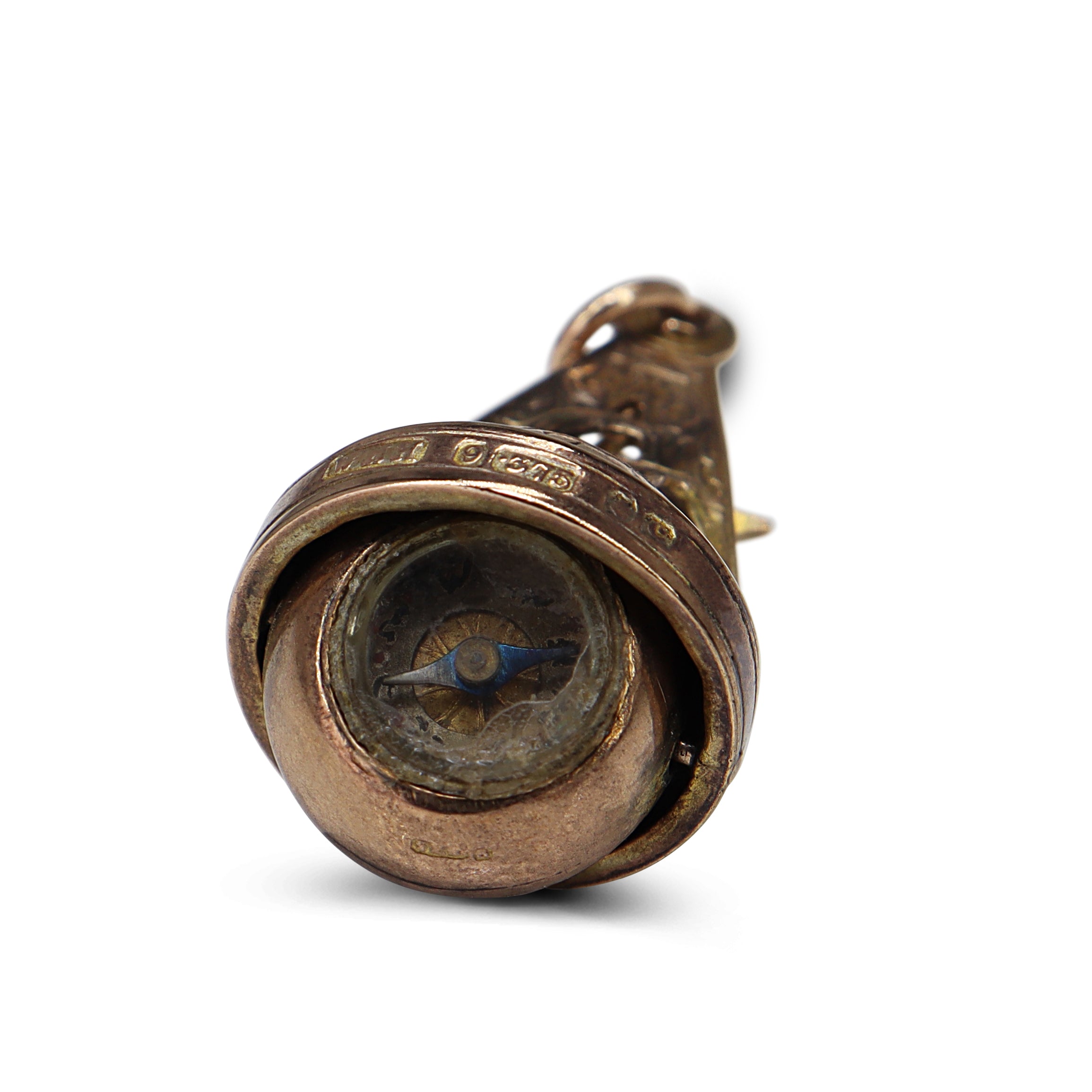 9ct Yellow Gold Antique Masonic Compass Charm / Pendant