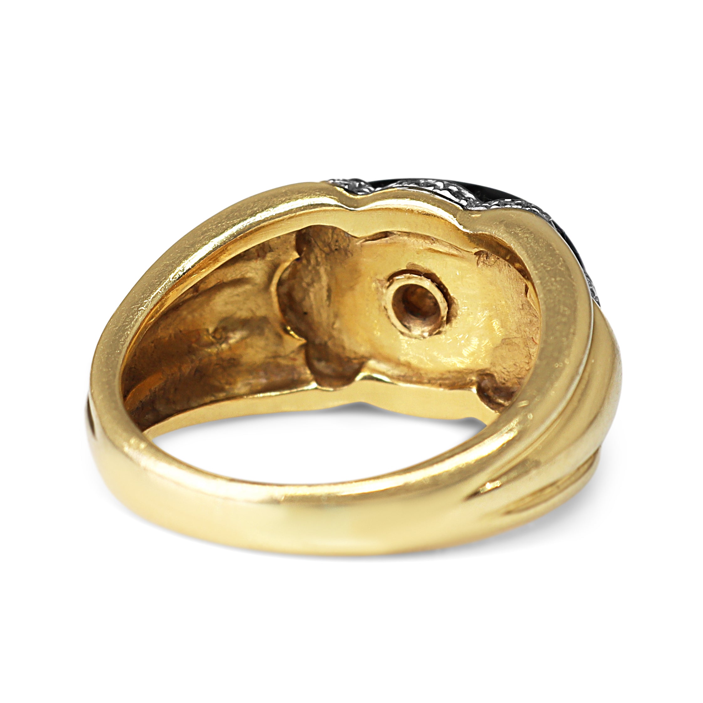 18ct Yellow Gold Vintage Onyx and Diamond Ring