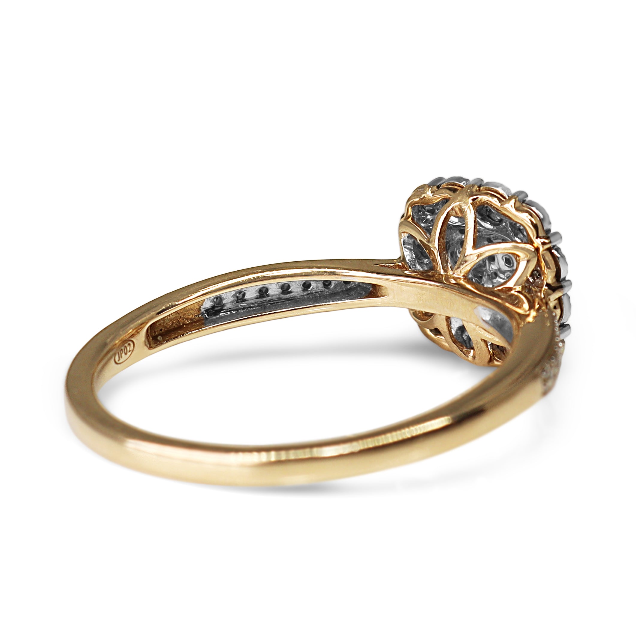 9ct Yellow and White Gold Cushion Cluster Diamond Ring