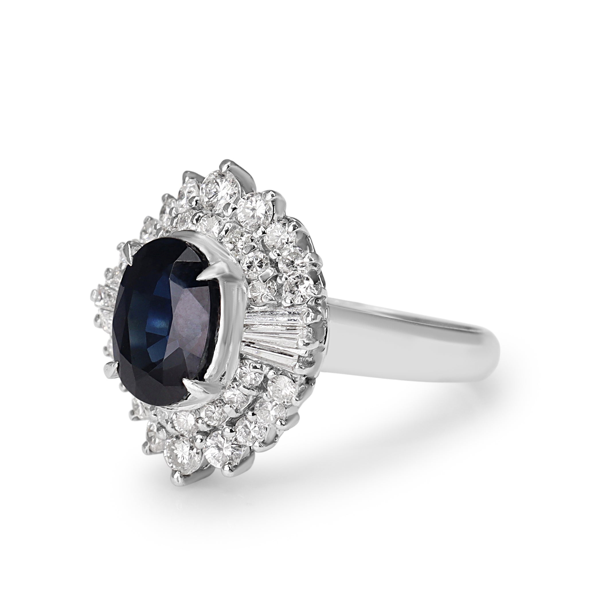 Platinum Sapphire and Diamond Ballerina Style Ring