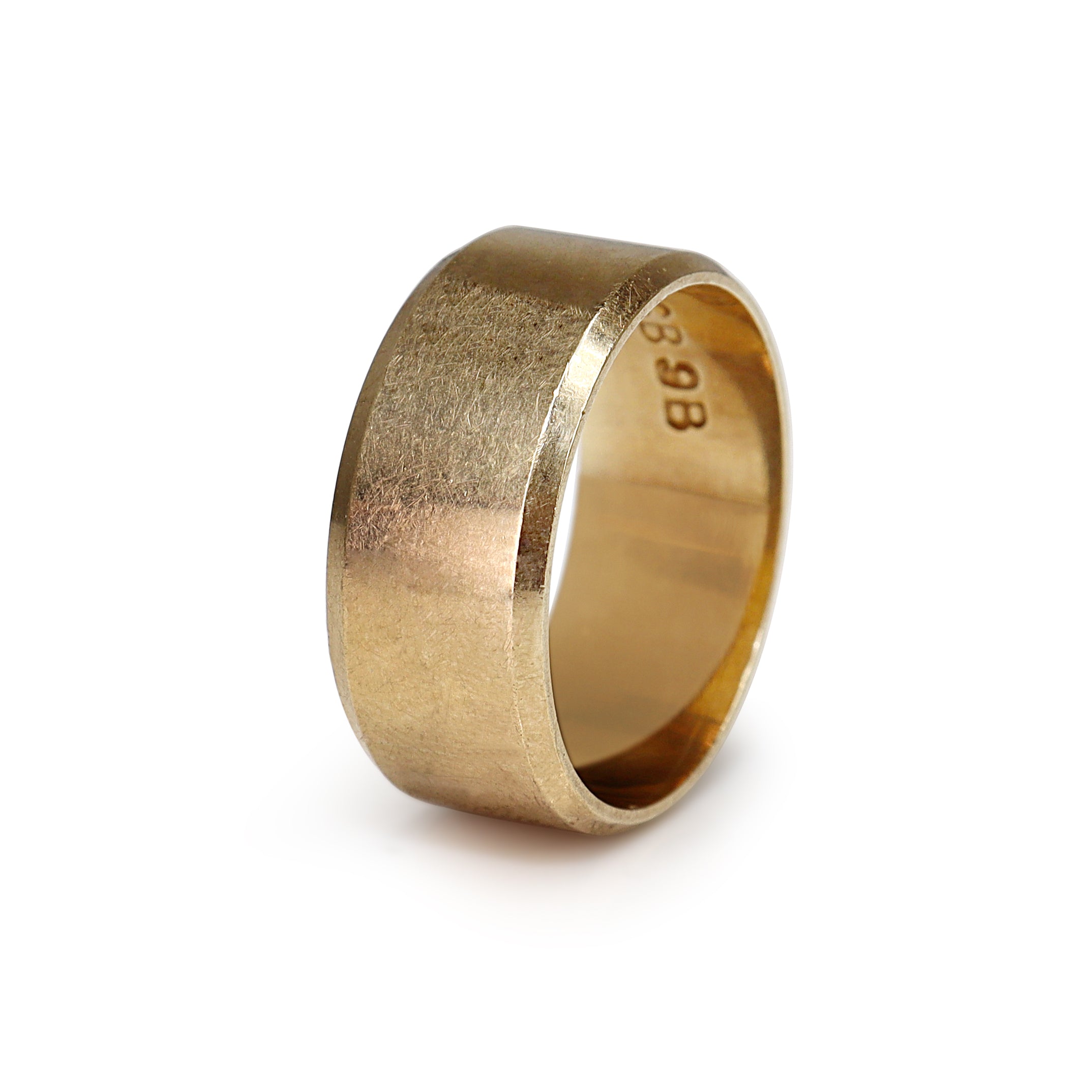 9ct Yellow Gold Wide Band Cigar Style Ring