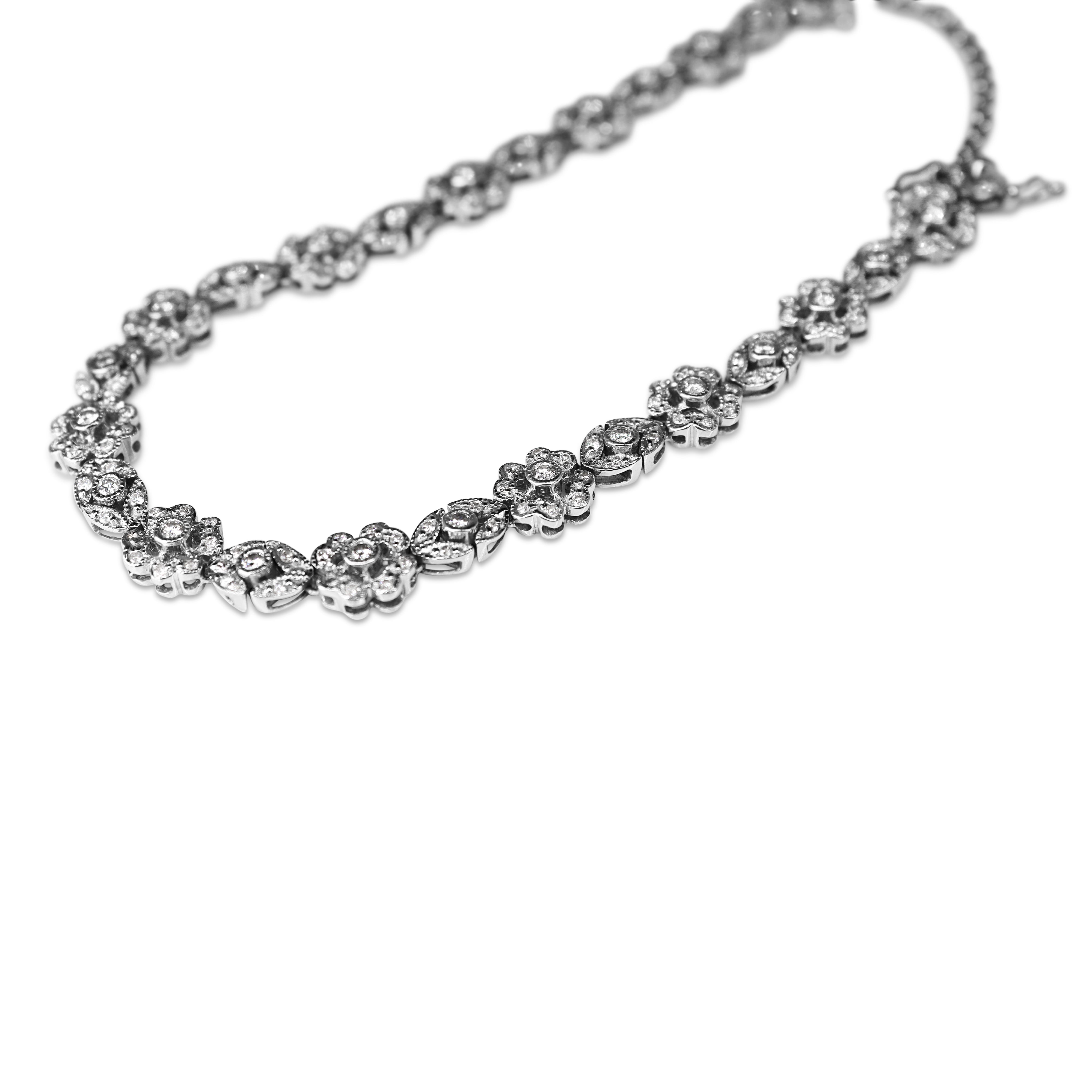 18ct White Gold Floral Diamond Bracelet