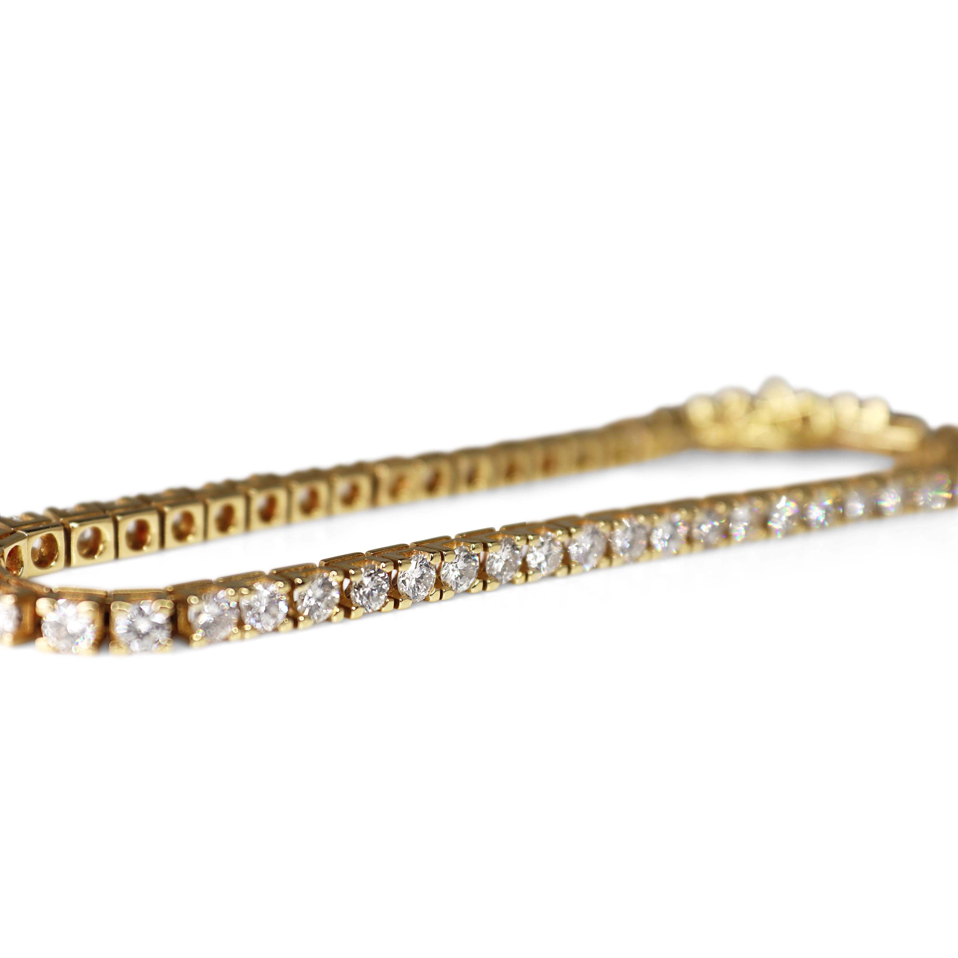 18ct Yellow Gold 6.00ct Diamond Tennis Bracelet