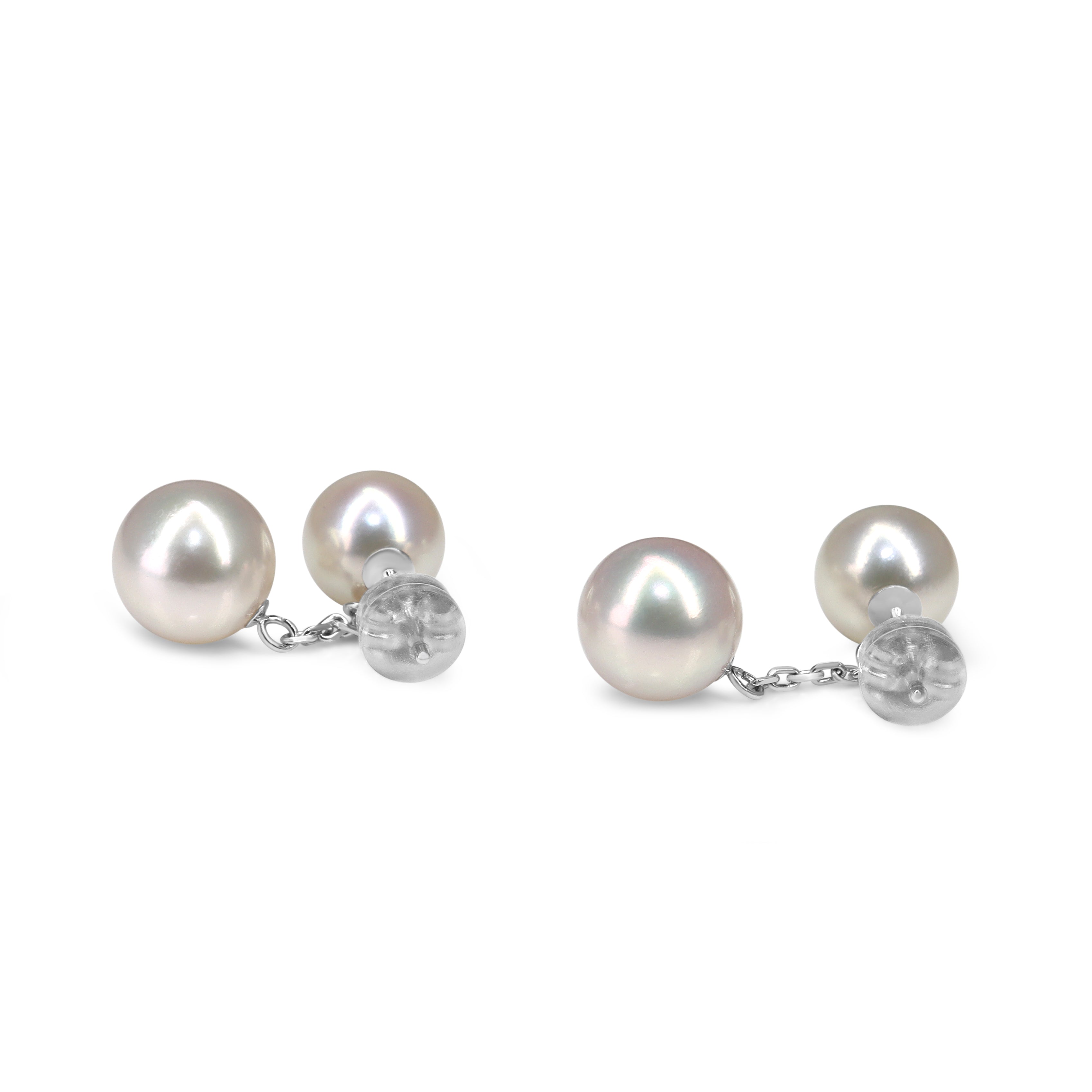 14ct White Gold 8 - 9mm Drop Akoya Pearl Earrings