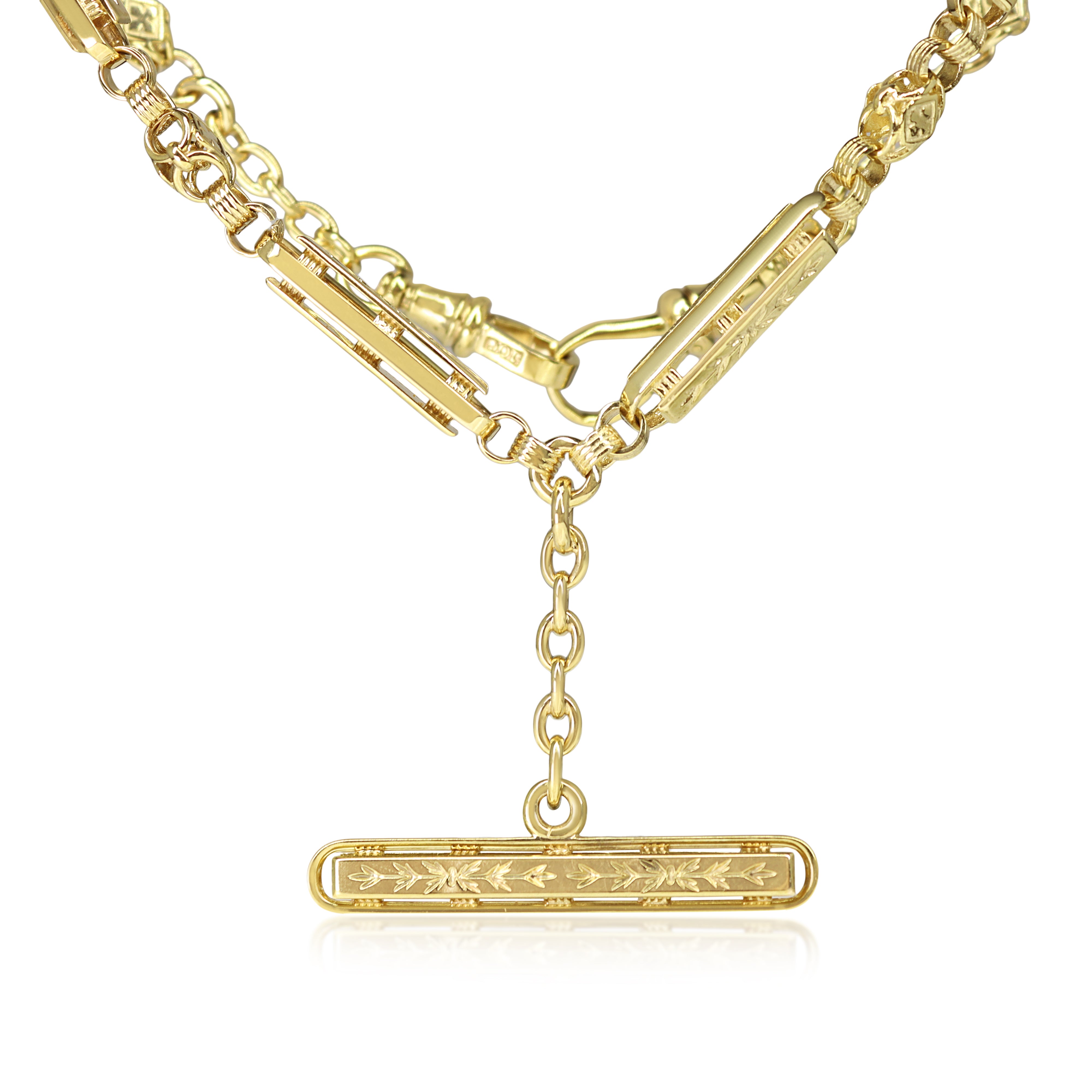 9ct Yellow Gold Antique Fancy Link Fob Chain