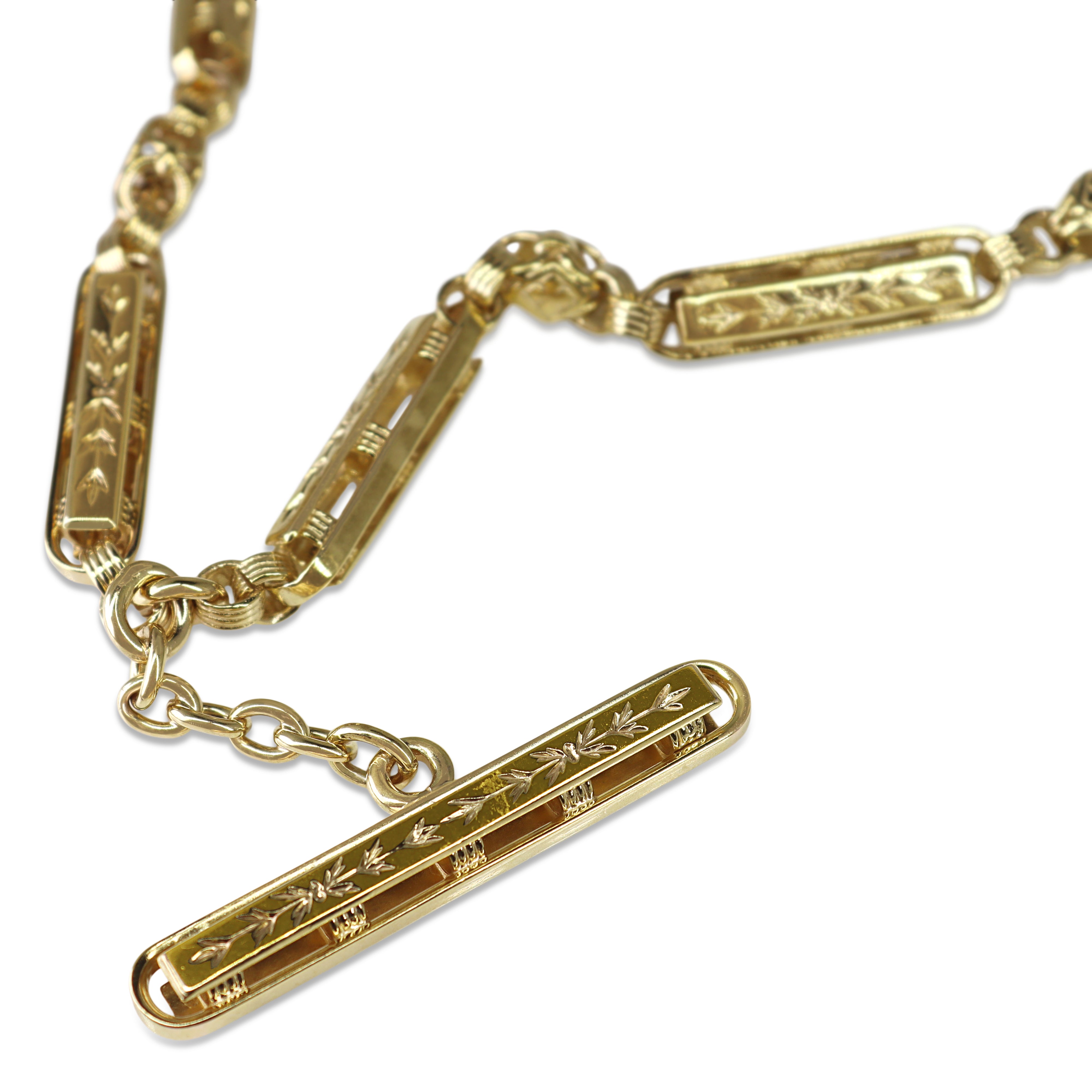 9ct Yellow Gold Antique Fancy Link Fob Chain