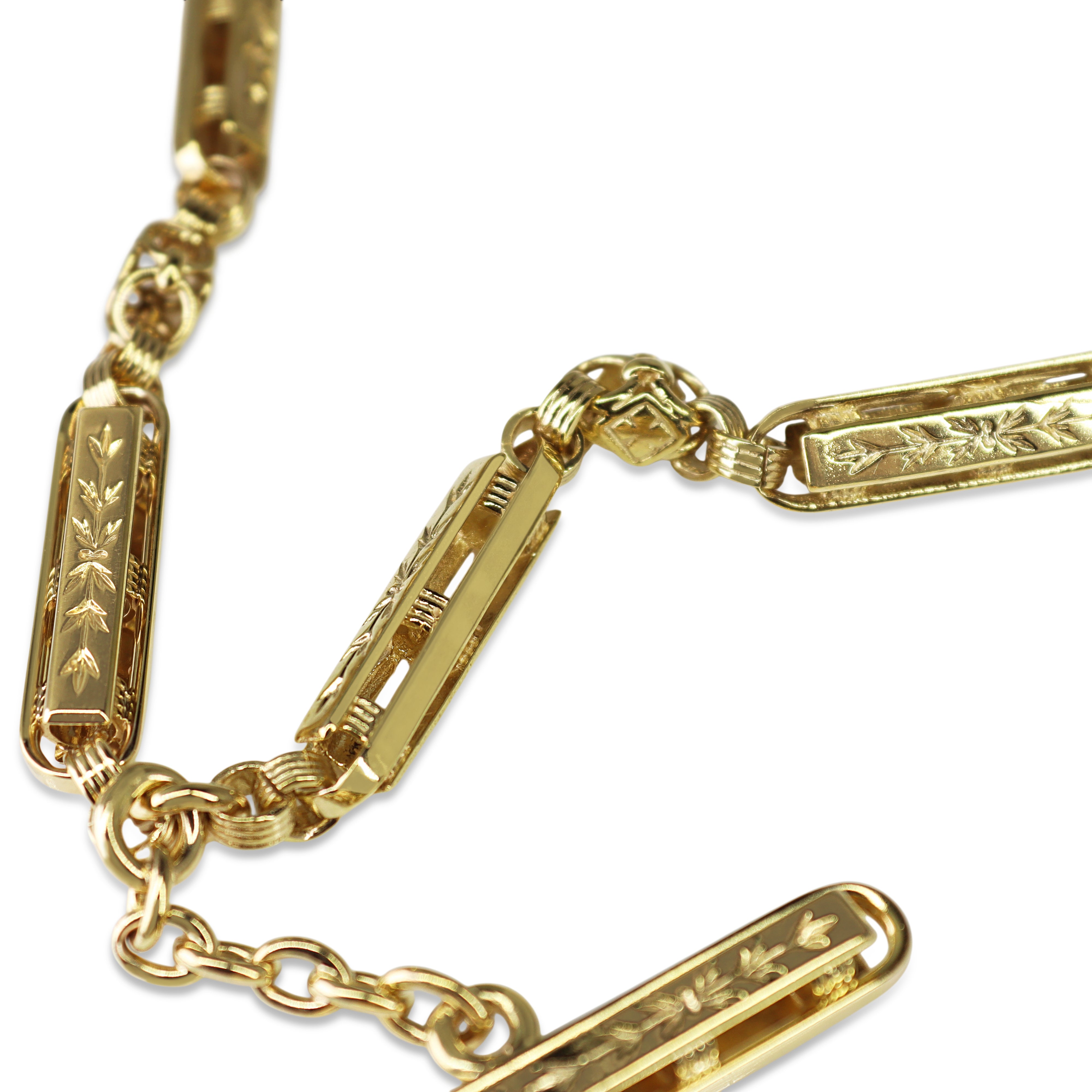 9ct Yellow Gold Antique Fancy Link Fob Chain