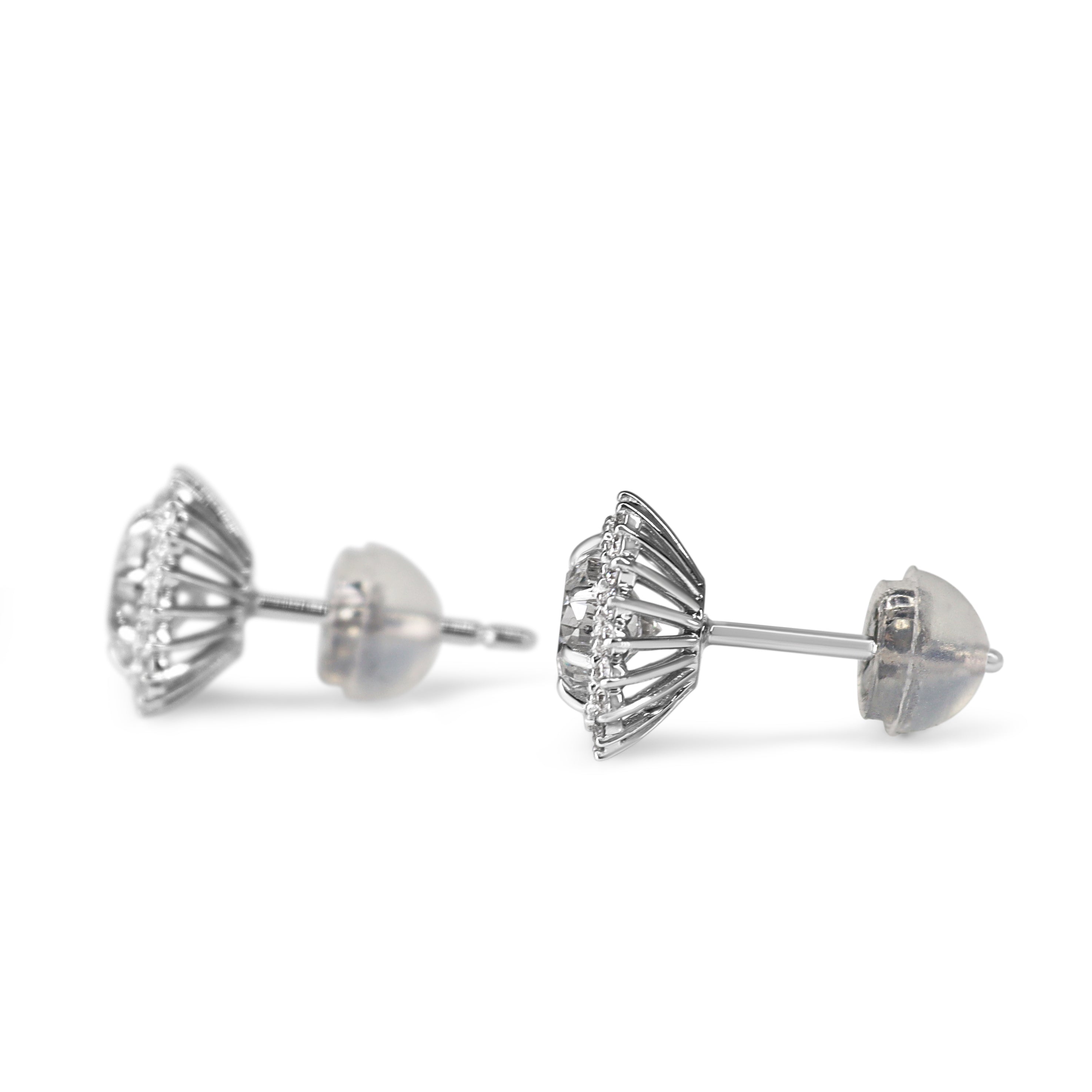 Platinum 1.20ct Diamond Cluster Halo Stud Earrings