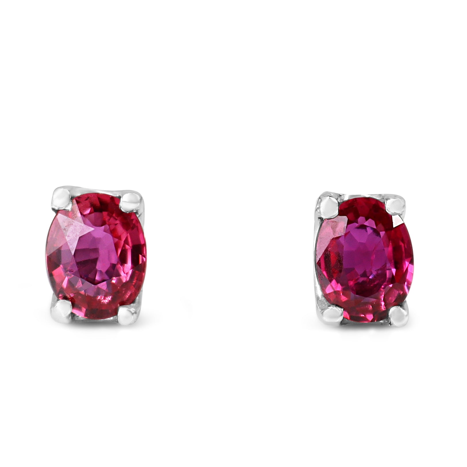 Platinum Oval Ruby Stud Earrings