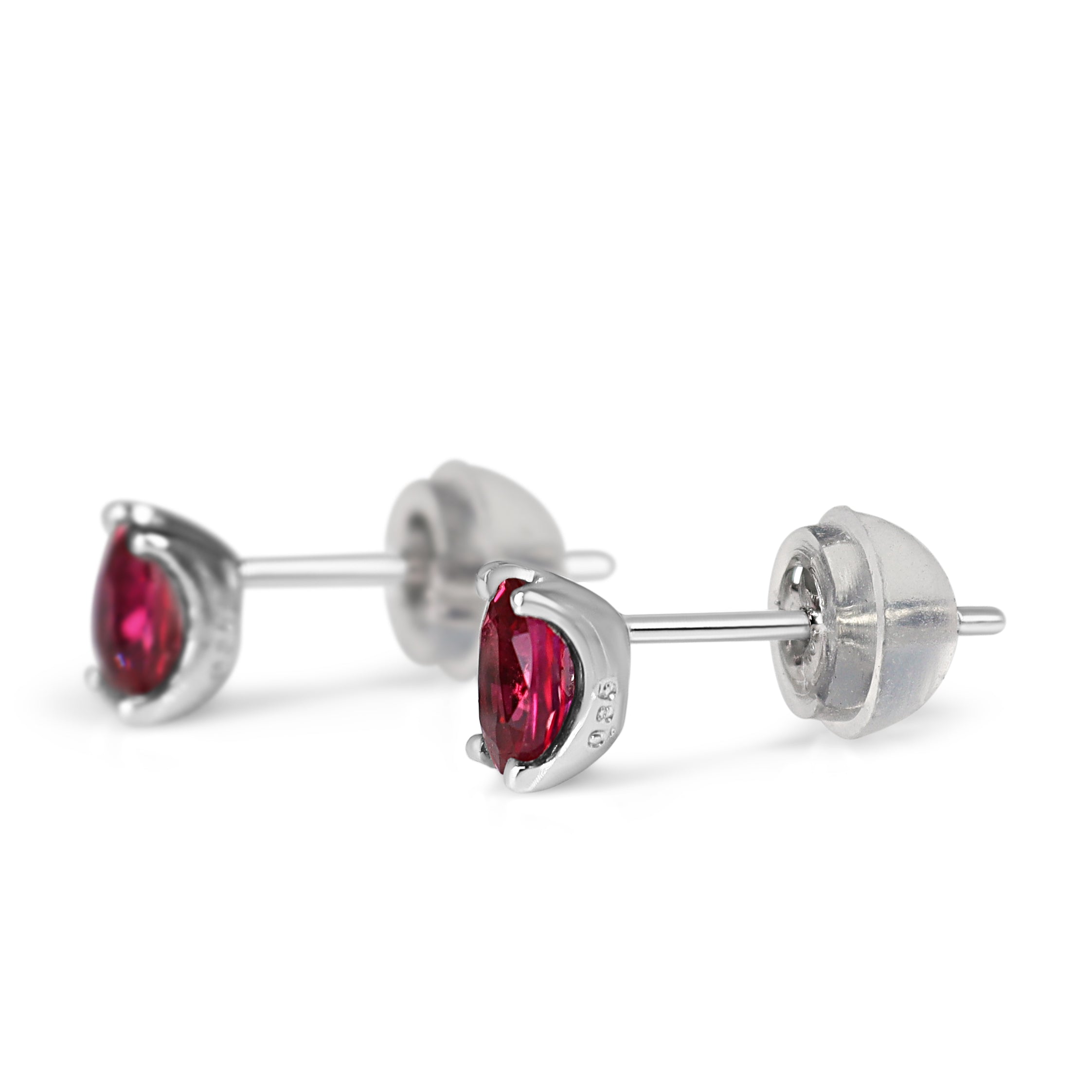 Platinum Oval Ruby Stud Earrings