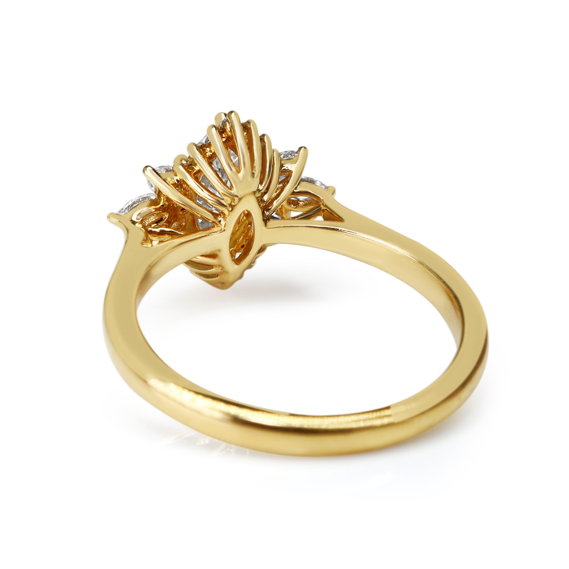 18ct Yellow Gold Marquise Diamond Cluster Halo Ring