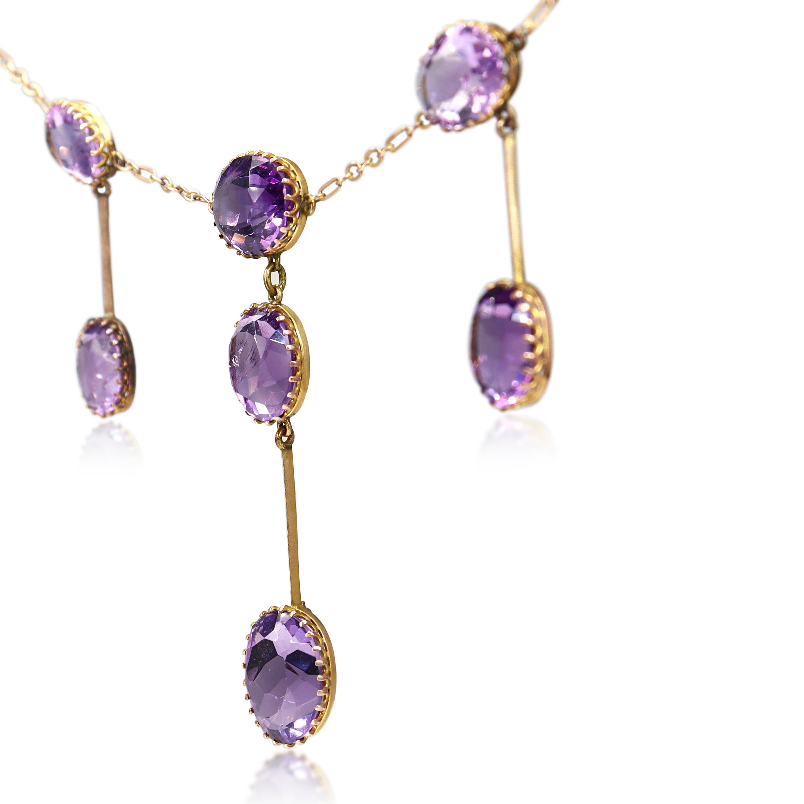 9ct Rose / Old Gold Antique Amethyst Victorian Necklace