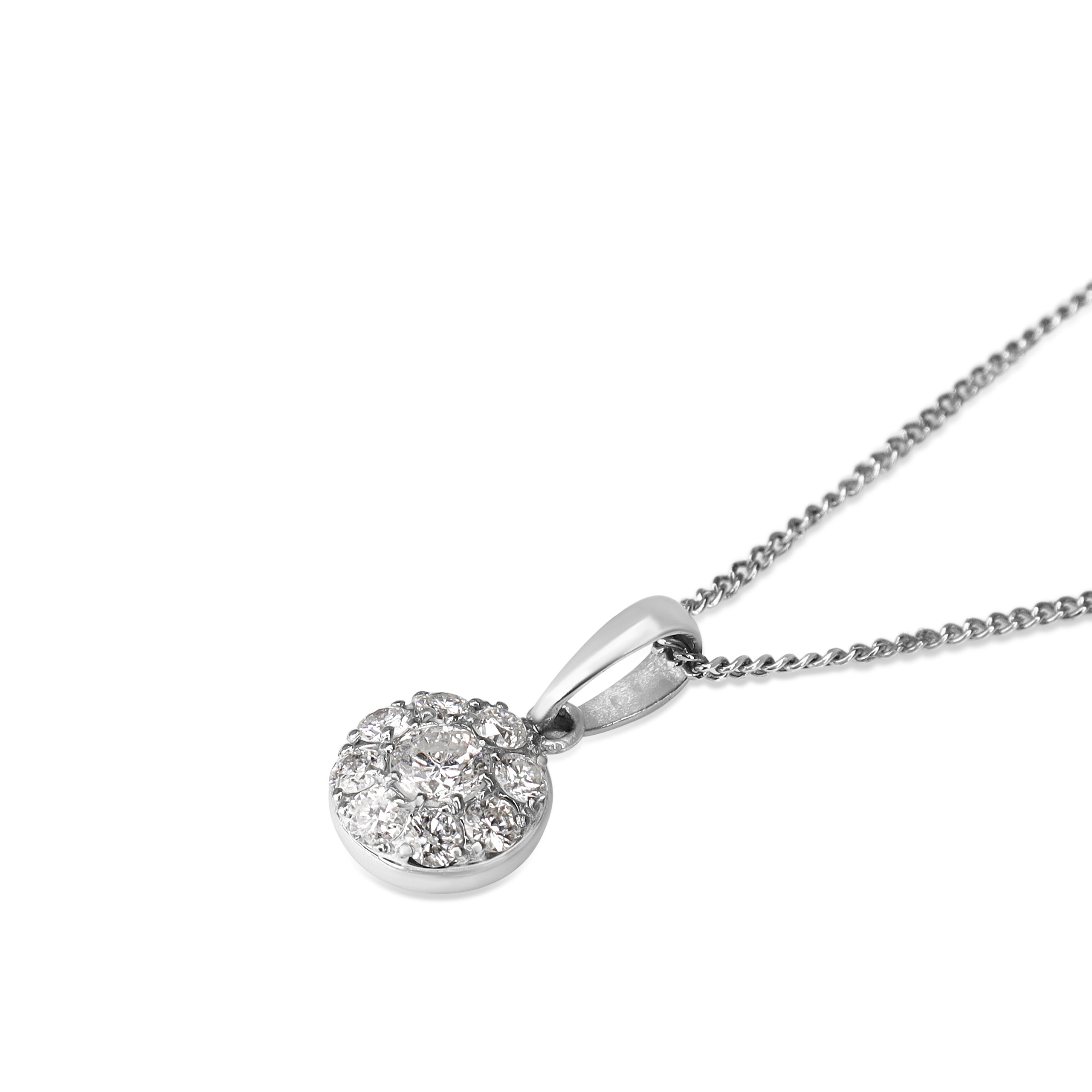 Platinum Diamond Cluster Necklace