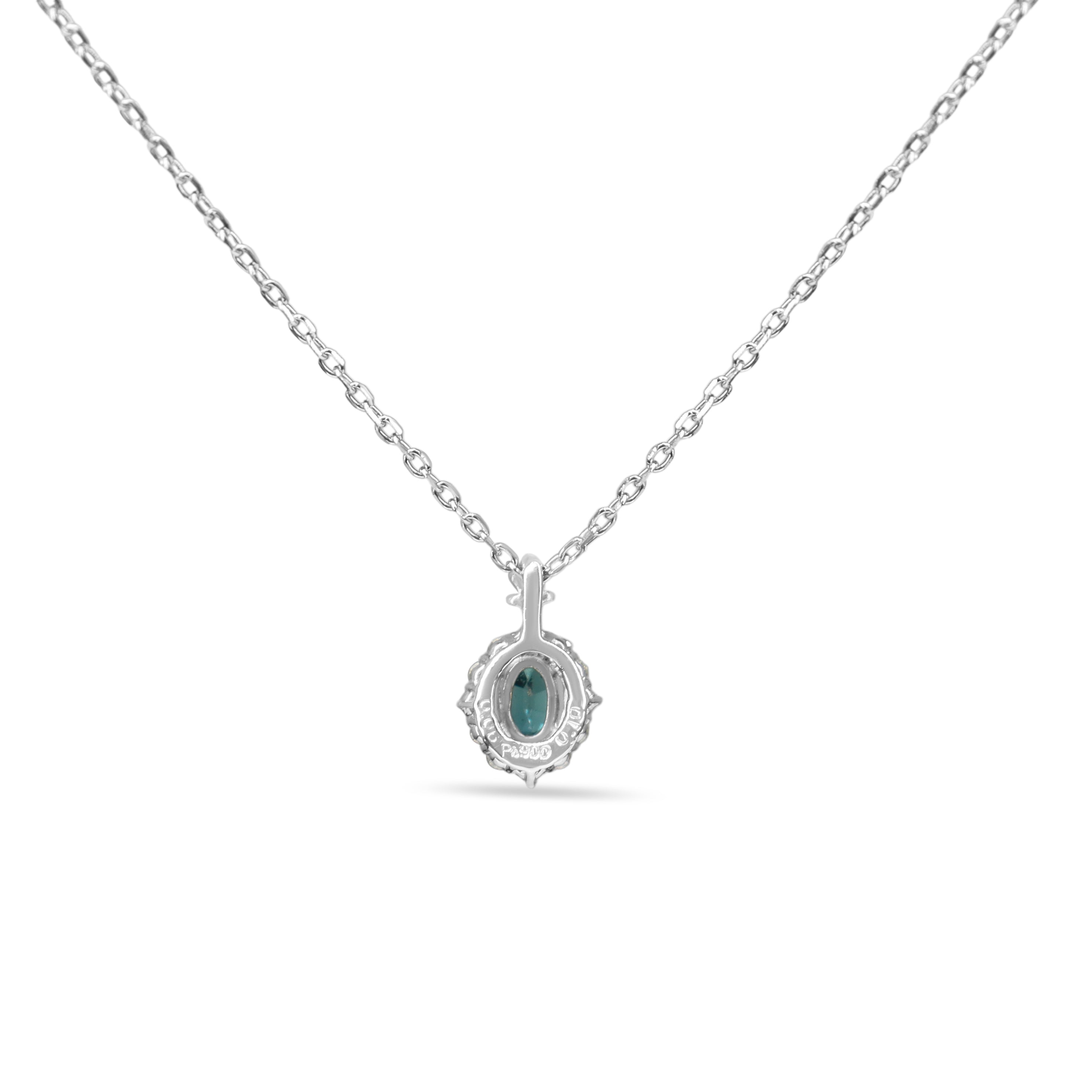 Platinum Alexandrite and Diamond Halo Pendant Necklace