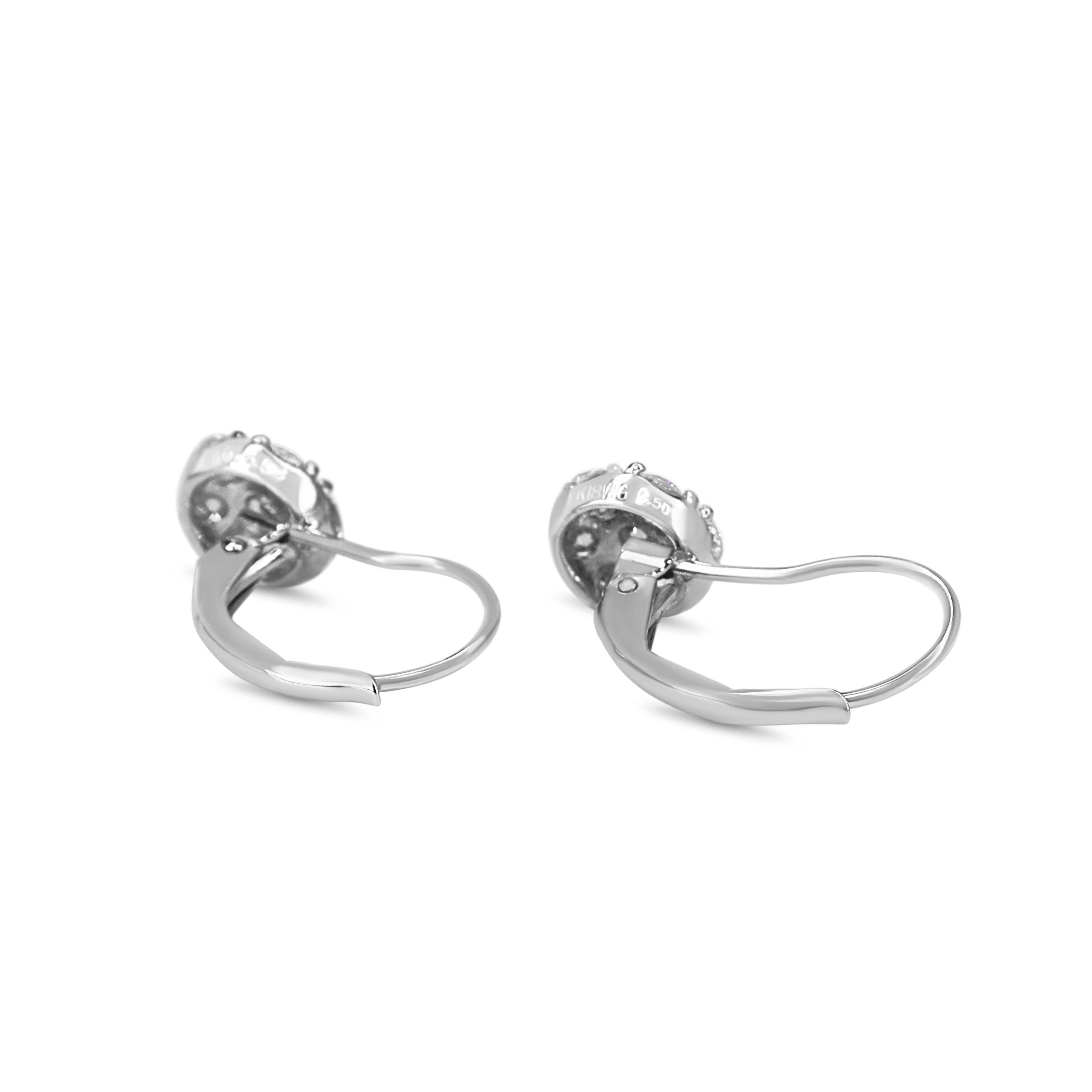 18ct White Gold Diamond Cluster Drop Earrings