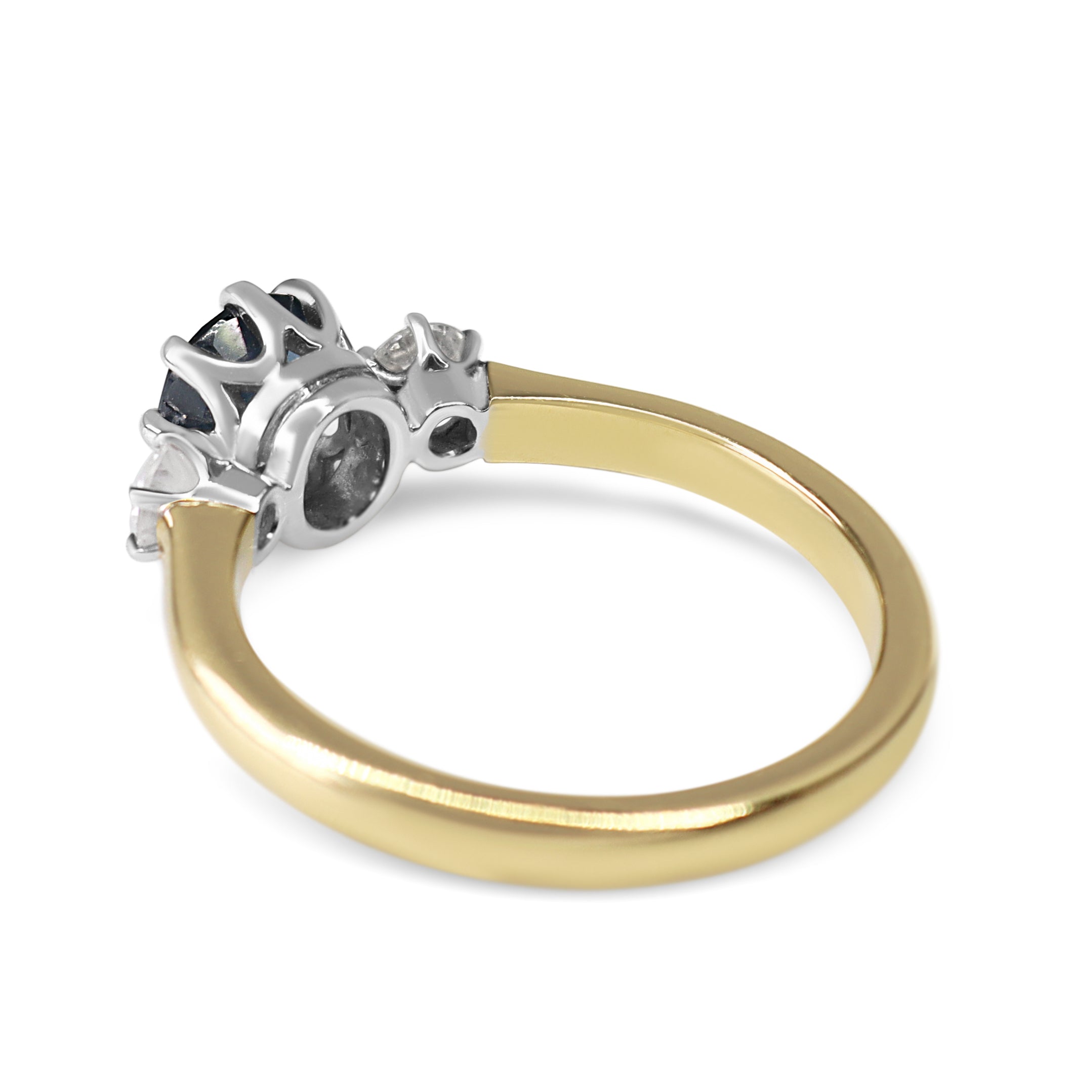 18ct Yellow and White Gold Antique Style Sapphire and Diamond 3 Stone Ring