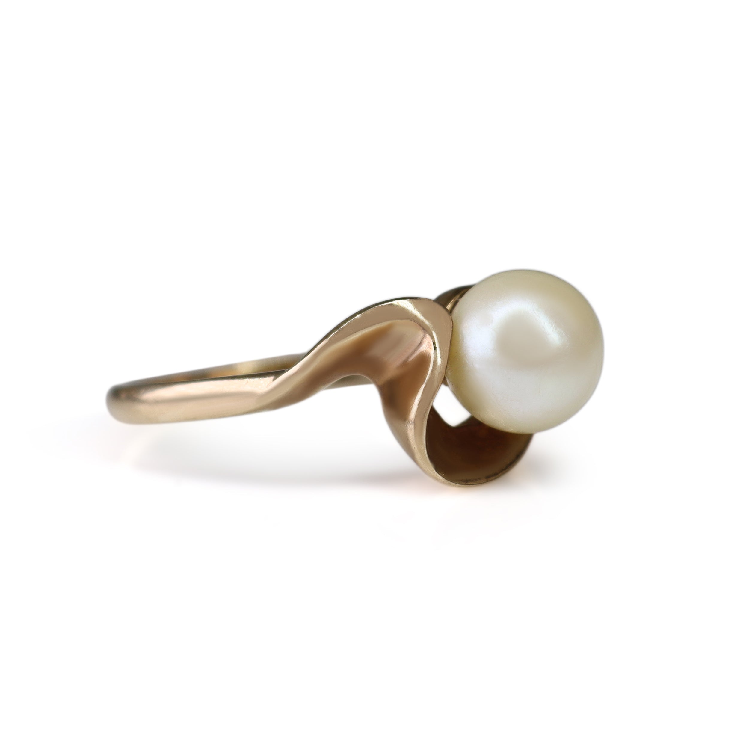 9ct Yellow Gold Pearl Wave Ring