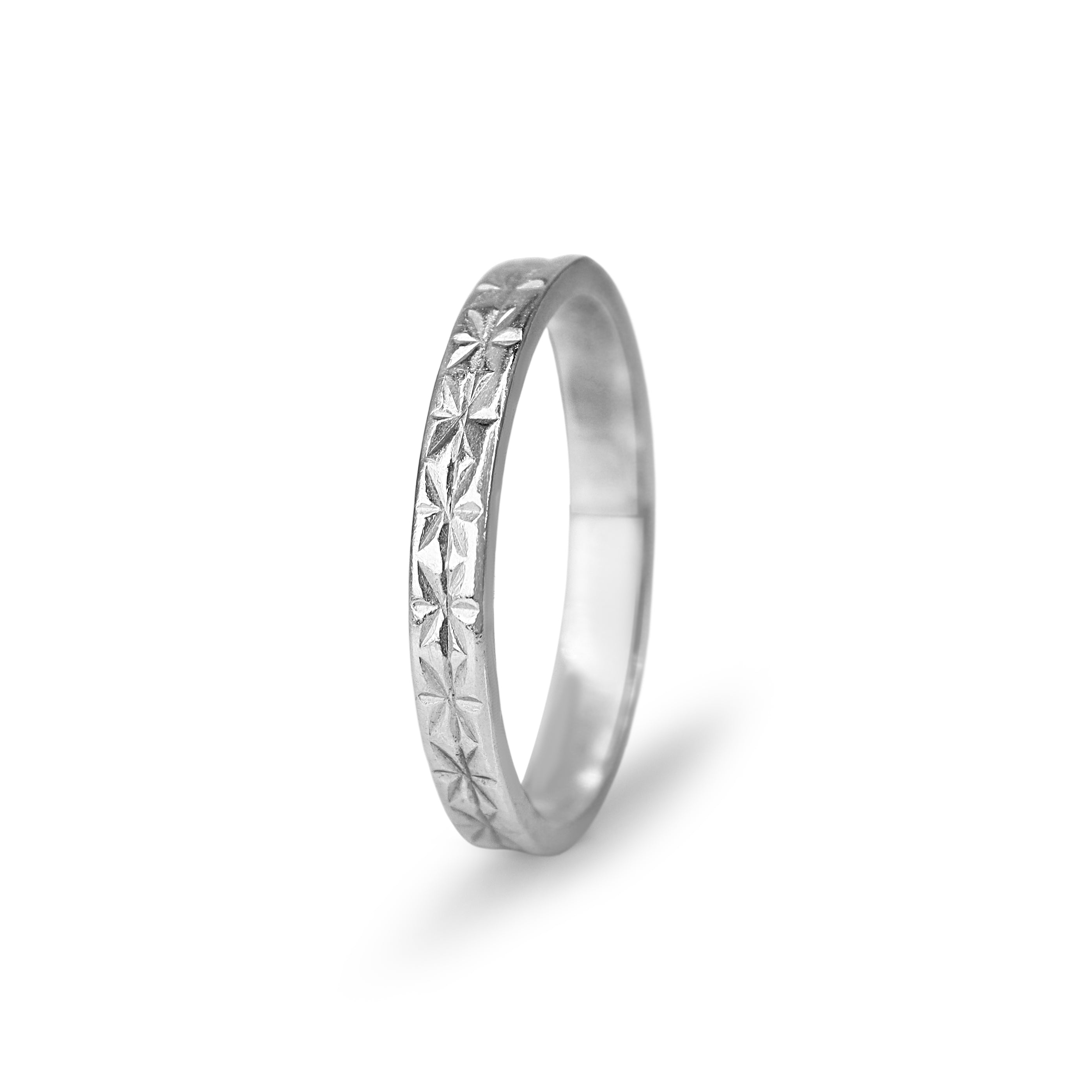 Platinum Engraved Vintage Band Ring
