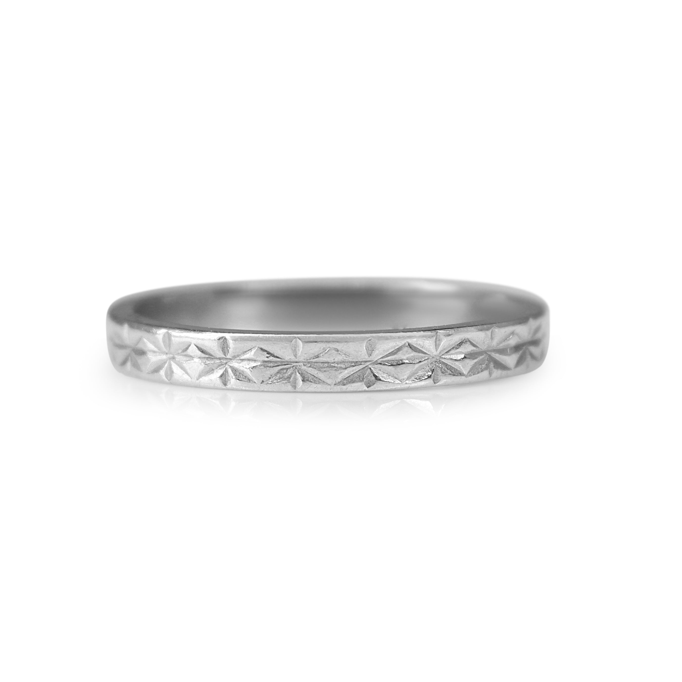 Platinum Engraved Vintage Band Ring