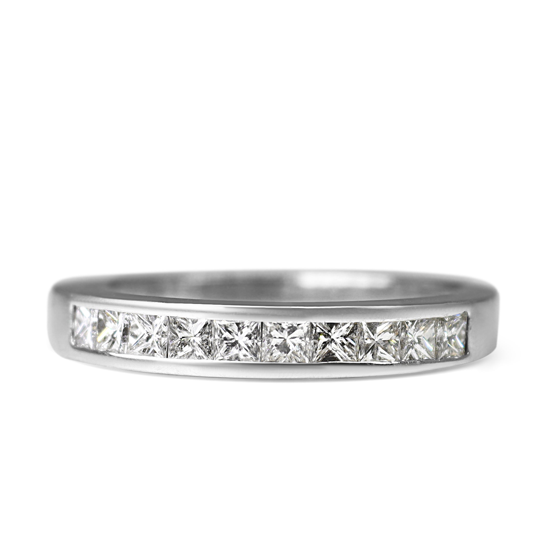 18ct White Gold Princess Cut Channel Set Diamond Band Ring