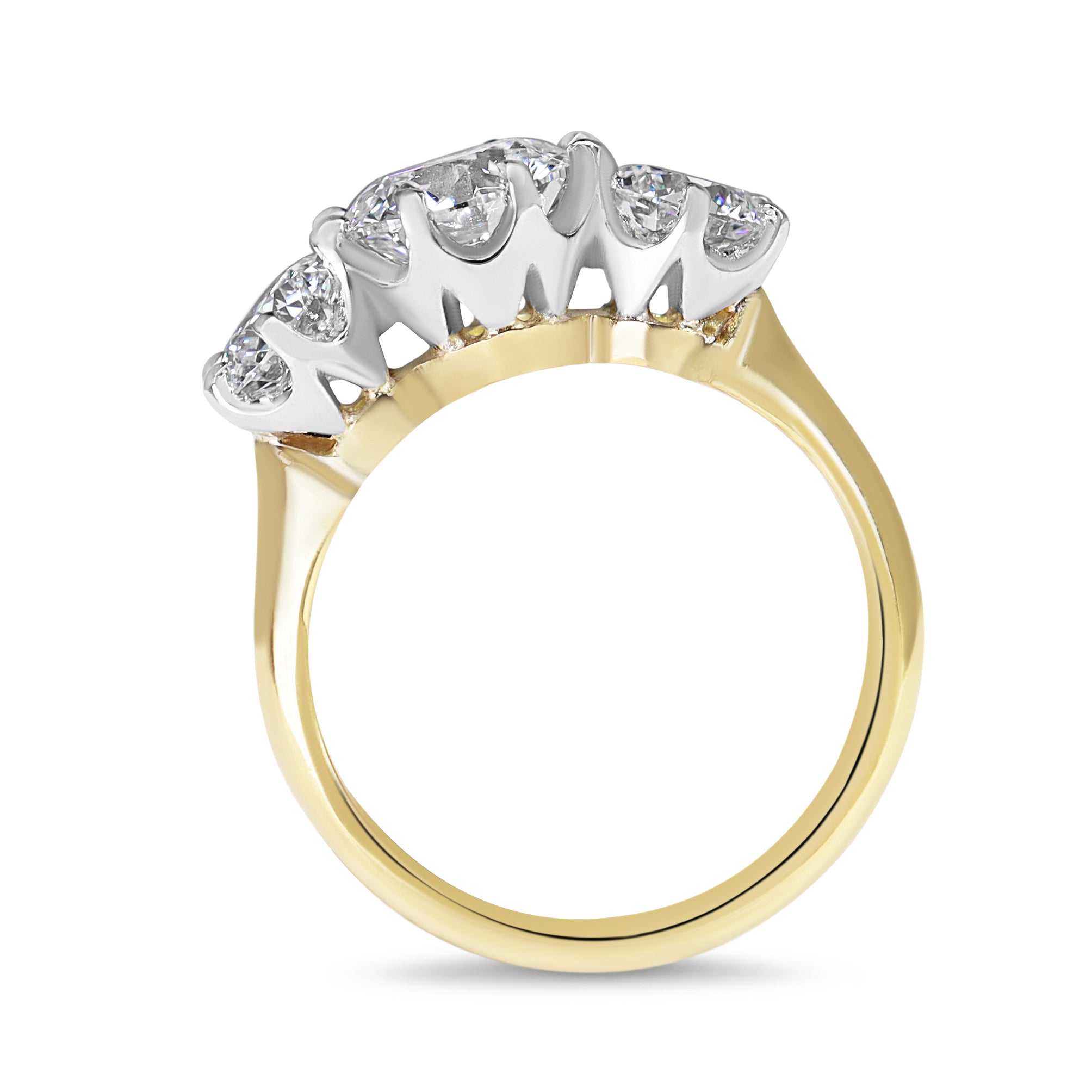 18ct Yellow and White Antique Style 3 Stone Lab Grown Diamond Ring