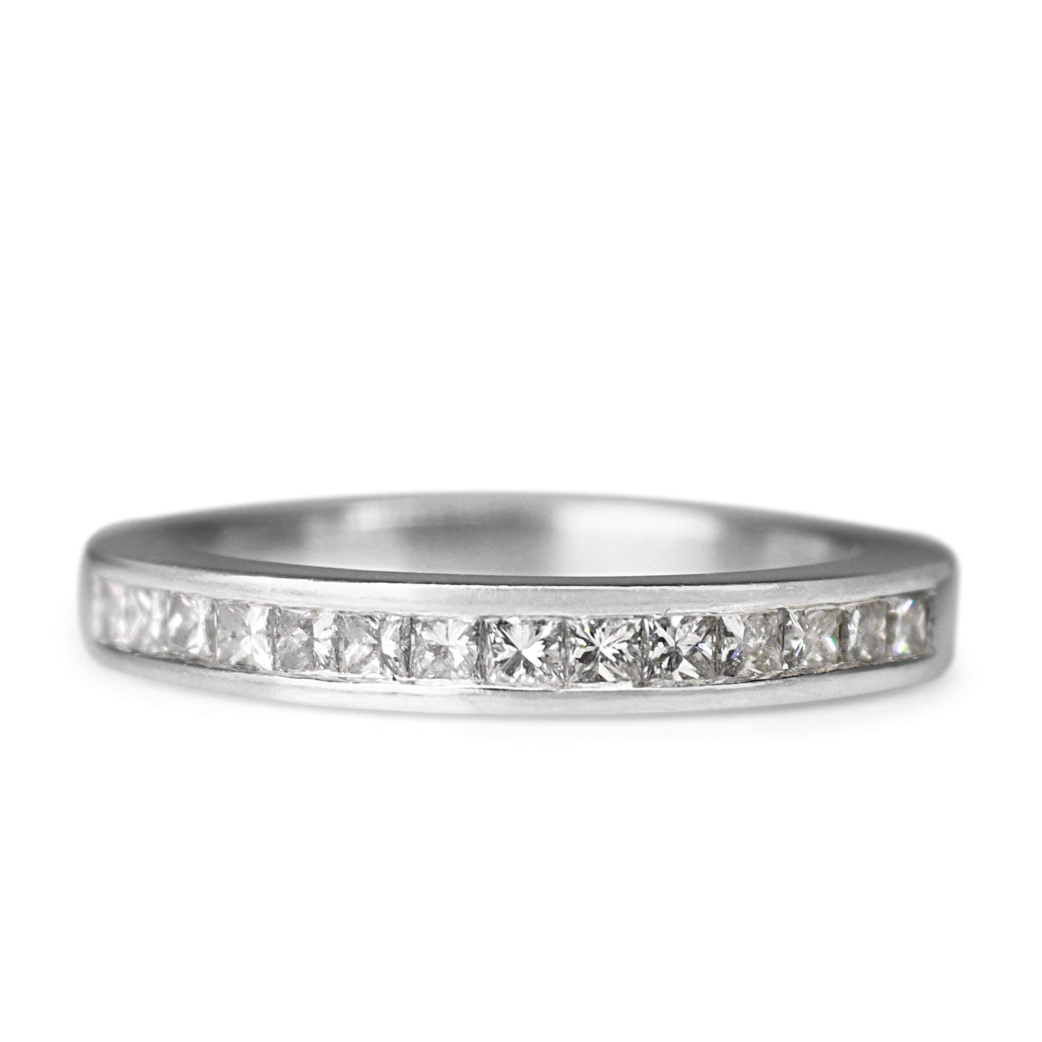 18ct White Gold Princess Cut Channel Set Band Ring