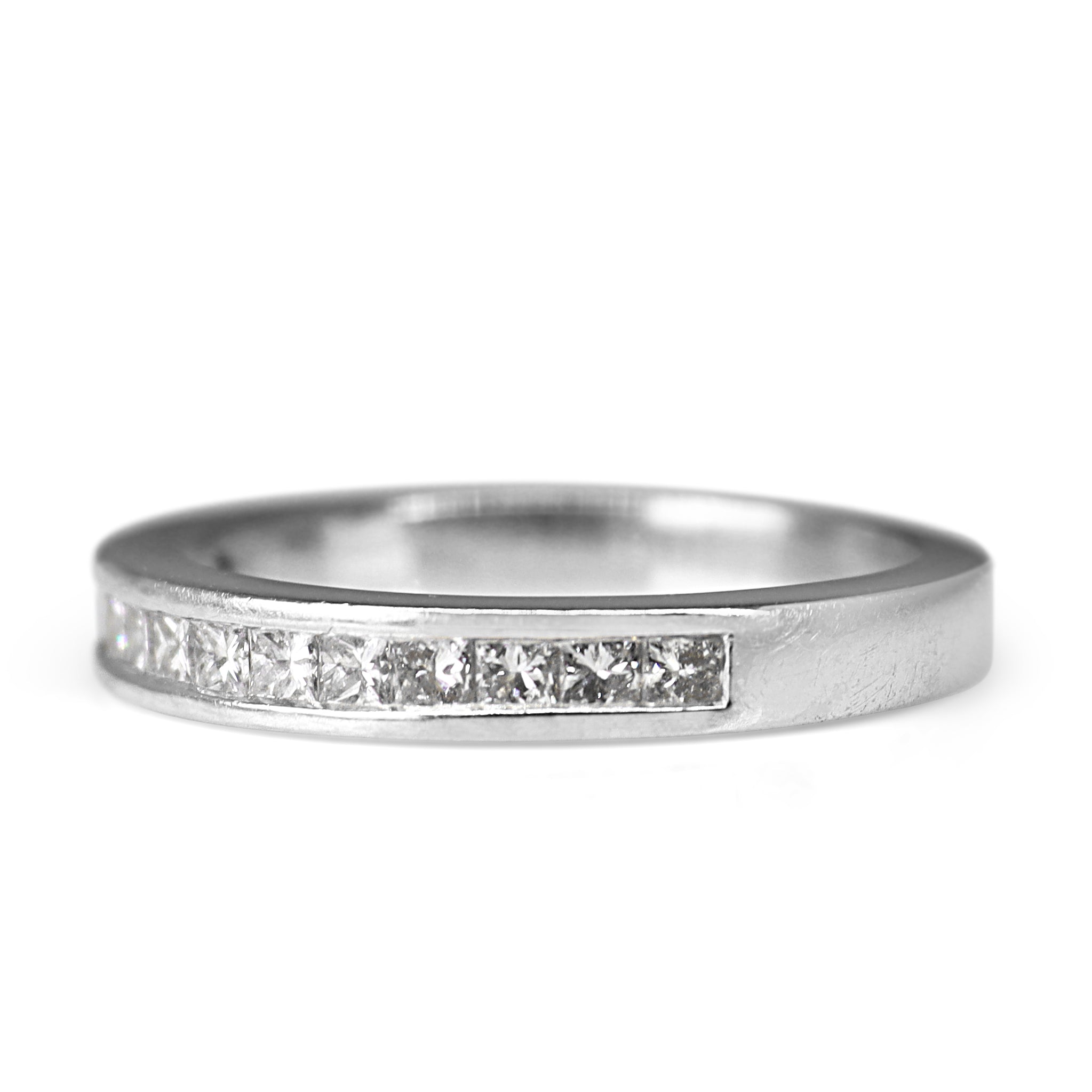 18ct White Gold Princess Cut Channel Set Band Ring