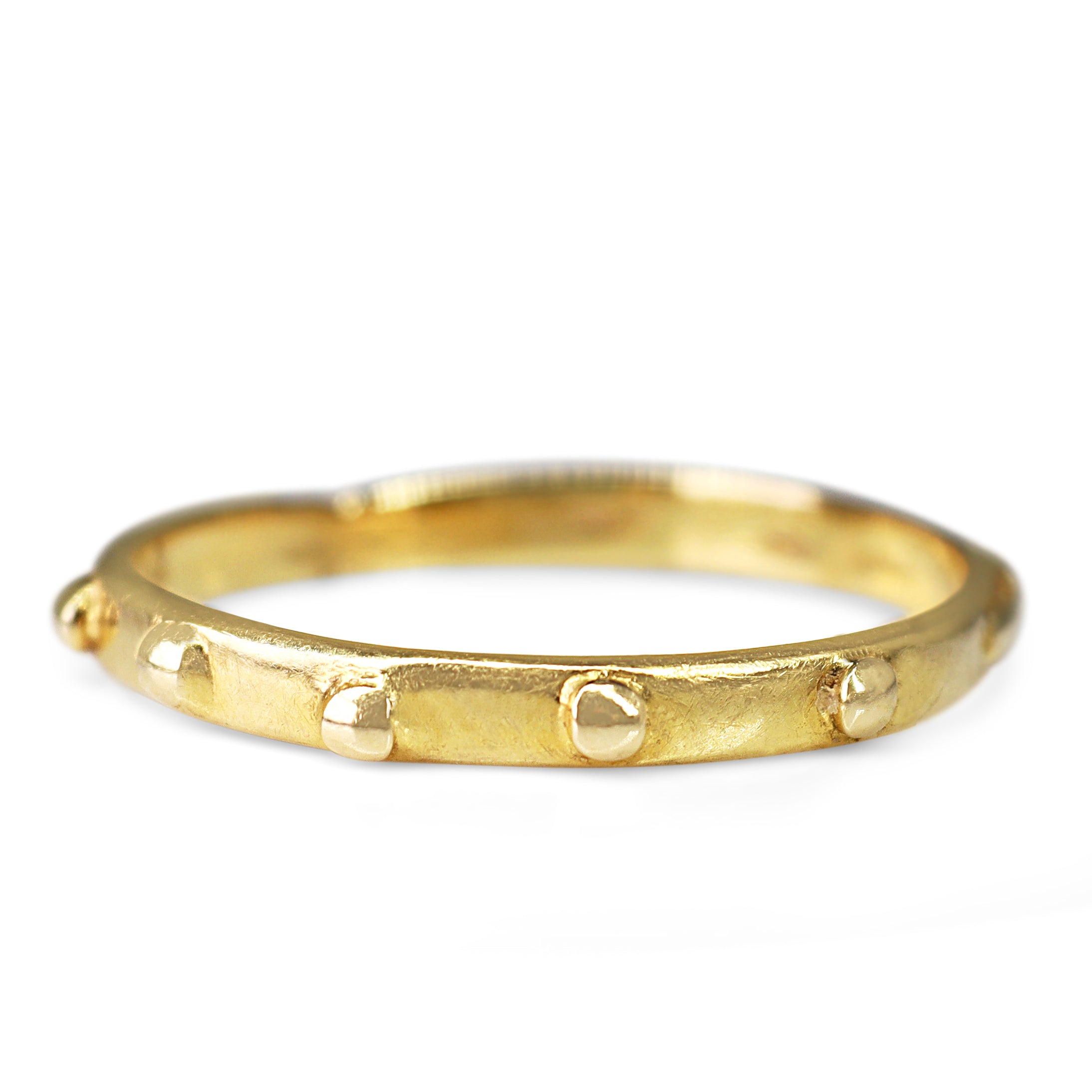 18ct Yellow Gold Antique Style Artisan Studded Wedding Band