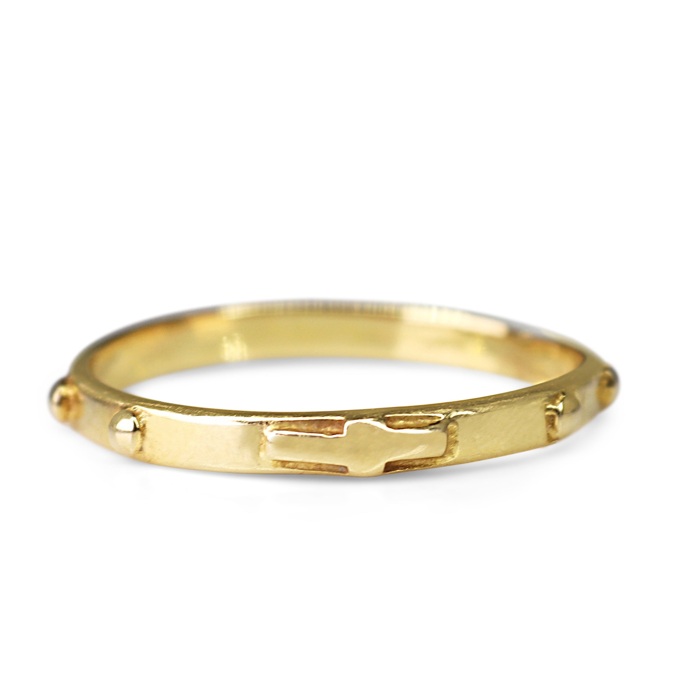18ct Yellow Gold Antique Style Artisan Studded Wedding Band