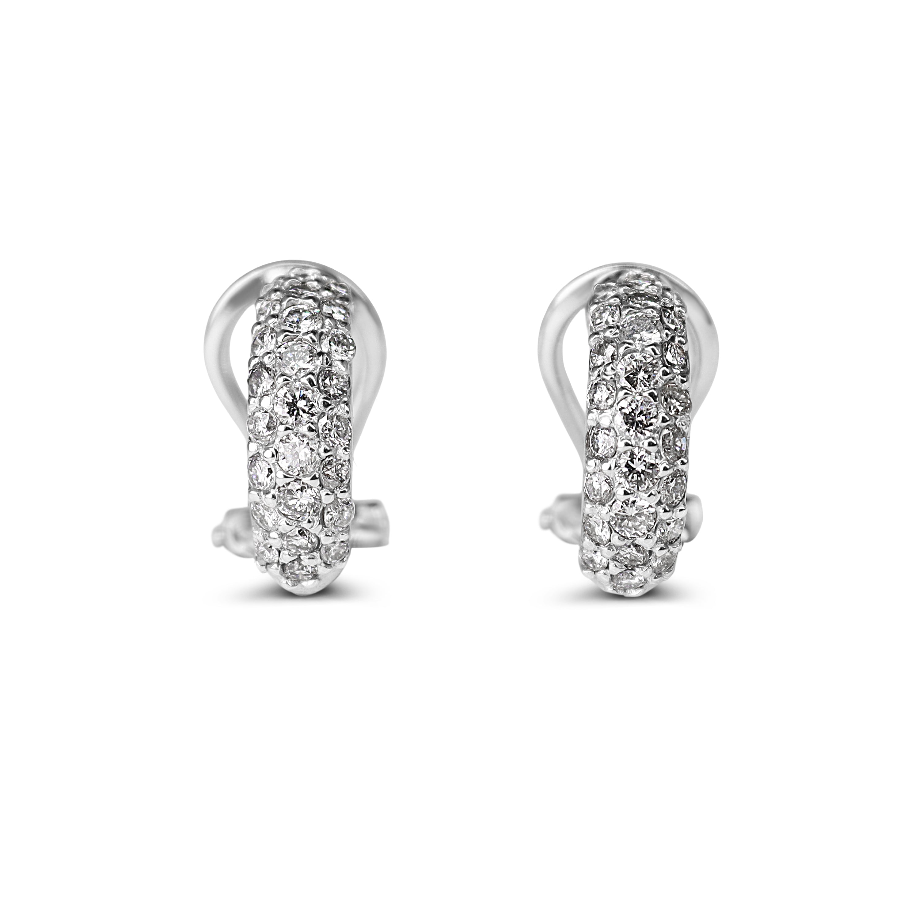 Platinum and 14ct White Gold Pavé Diamond Earrings