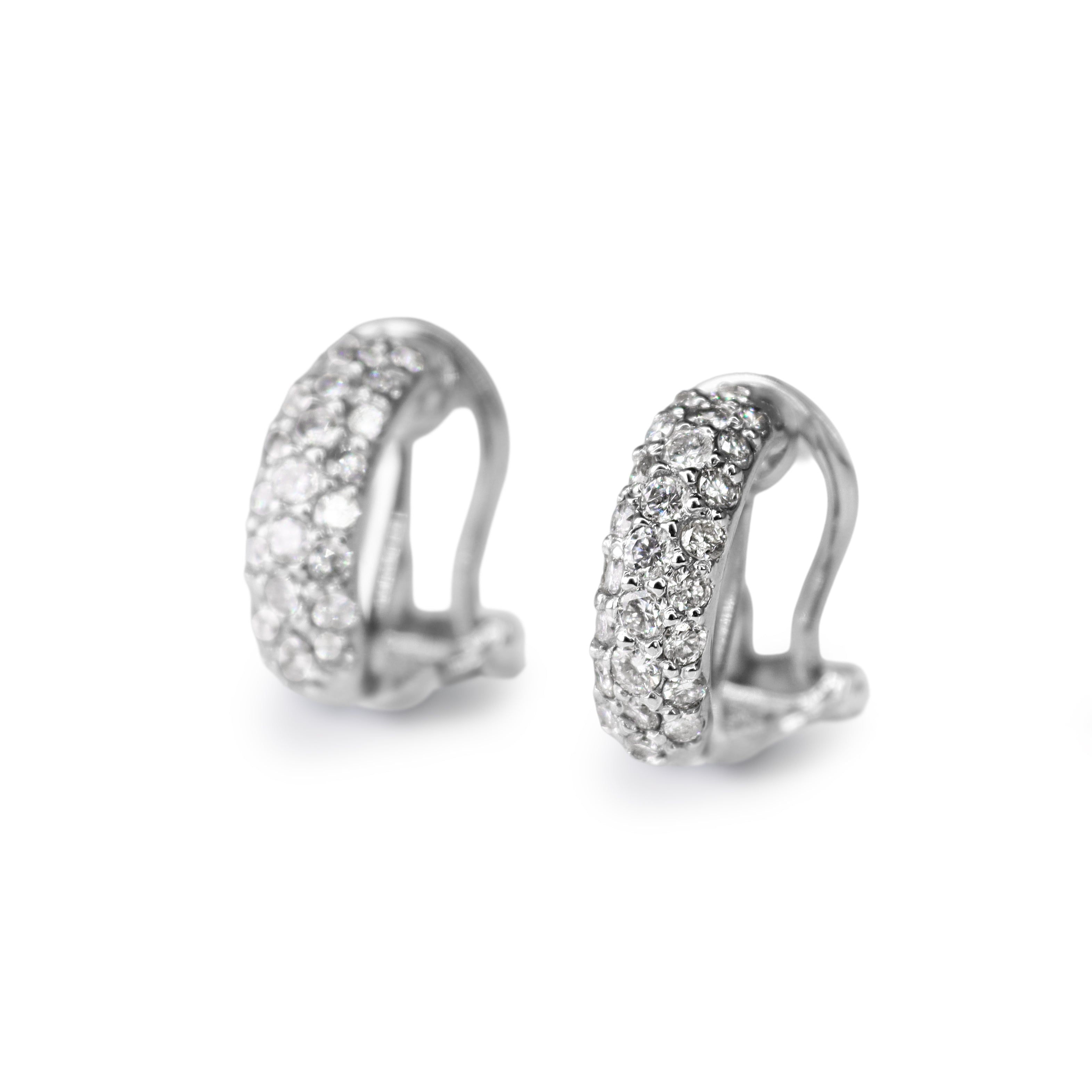 Platinum and 14ct White Gold Pavé Diamond Earrings