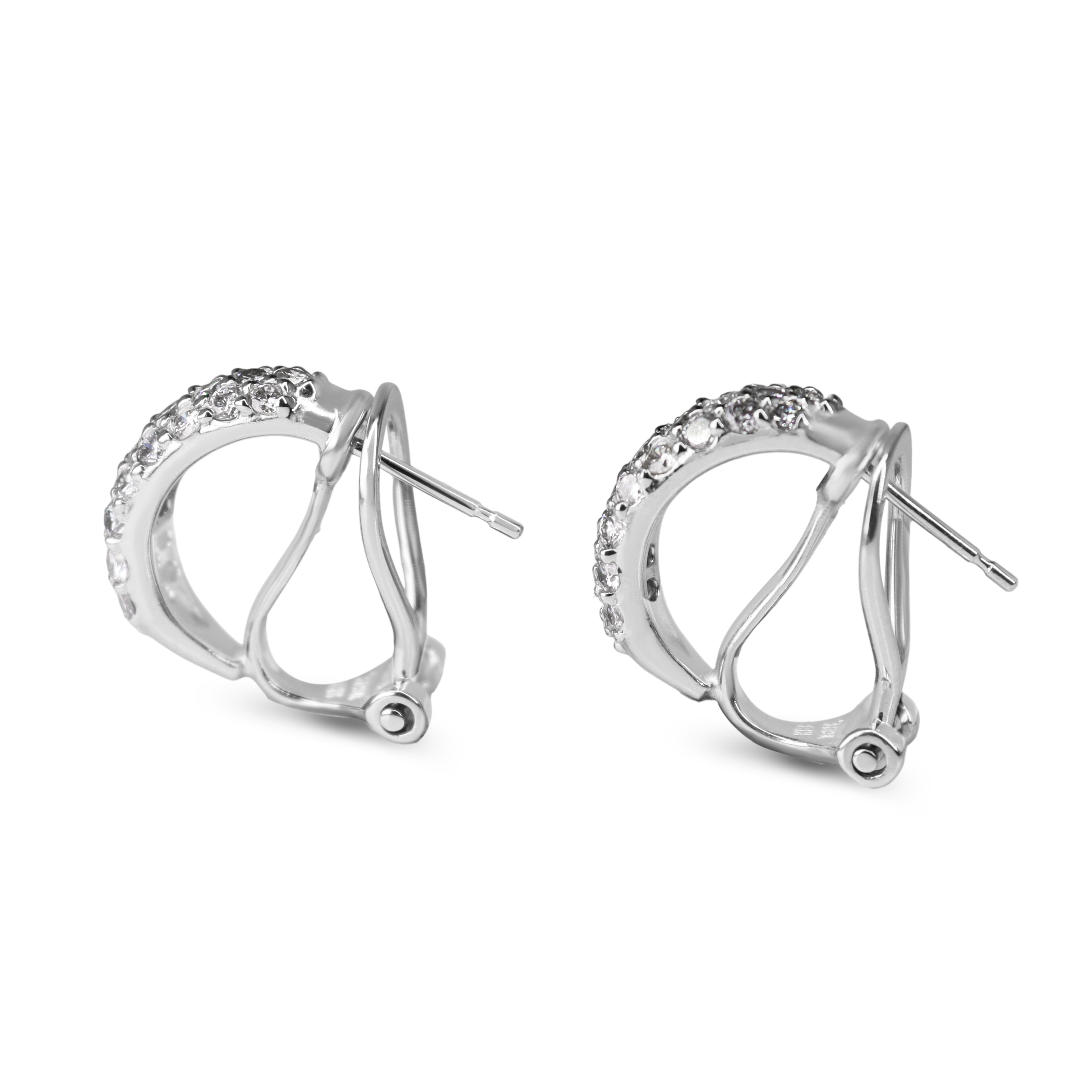 Platinum and 14ct White Gold Pavé Diamond Earrings