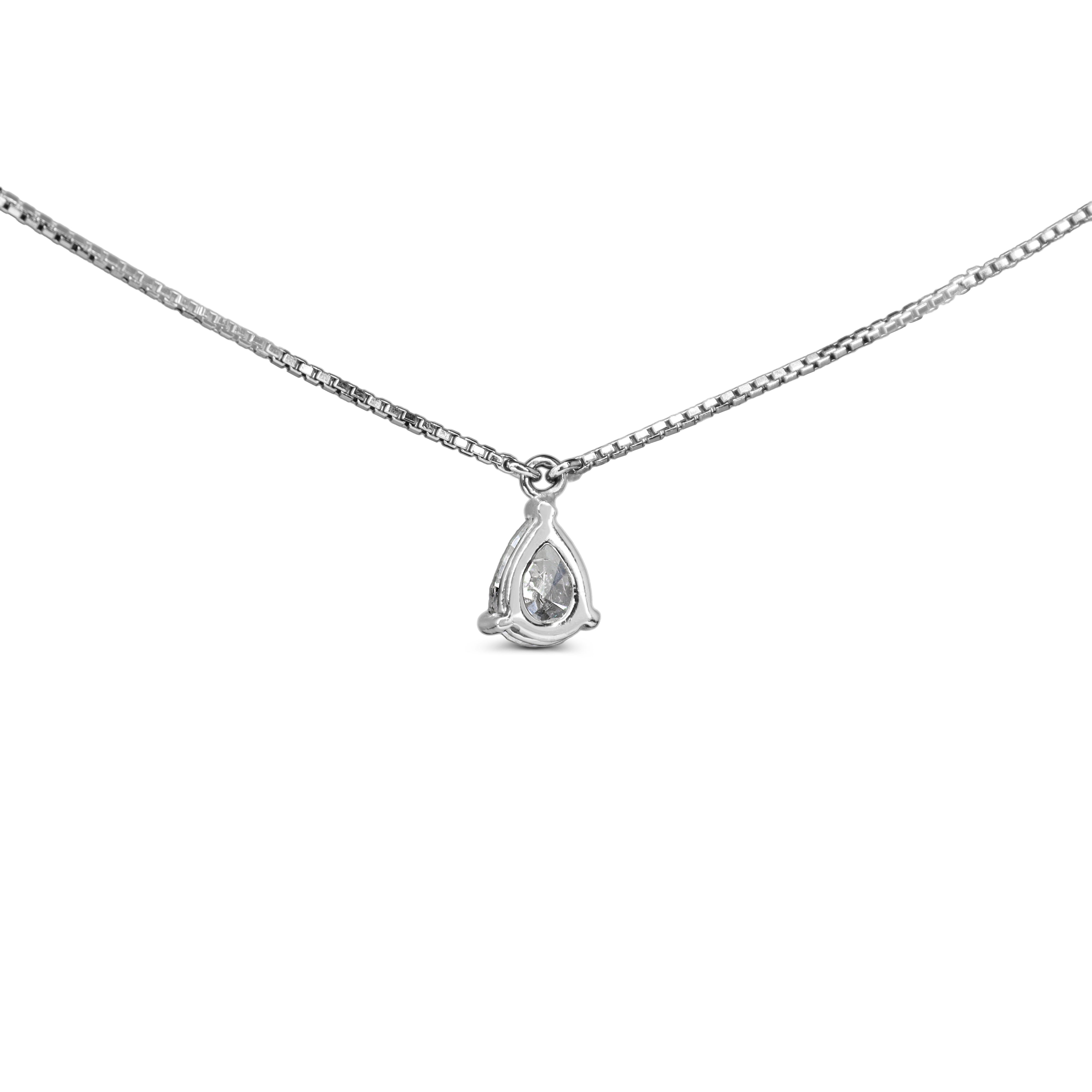 Platinum Pear Shaped Diamond Solitaire Necklace