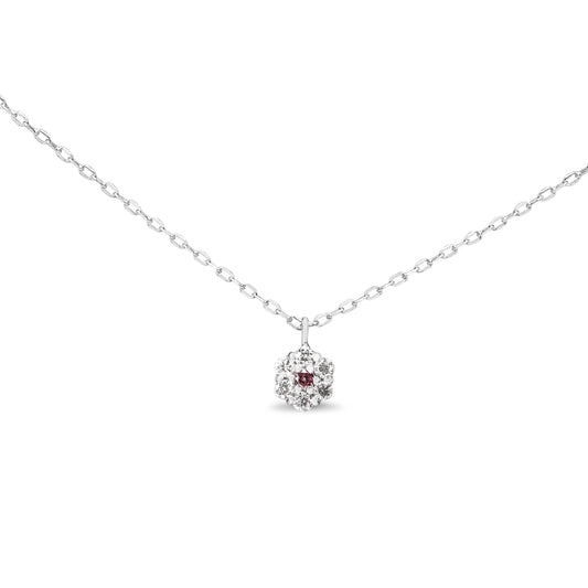 Platinum Pink and White Diamond Halo Necklace