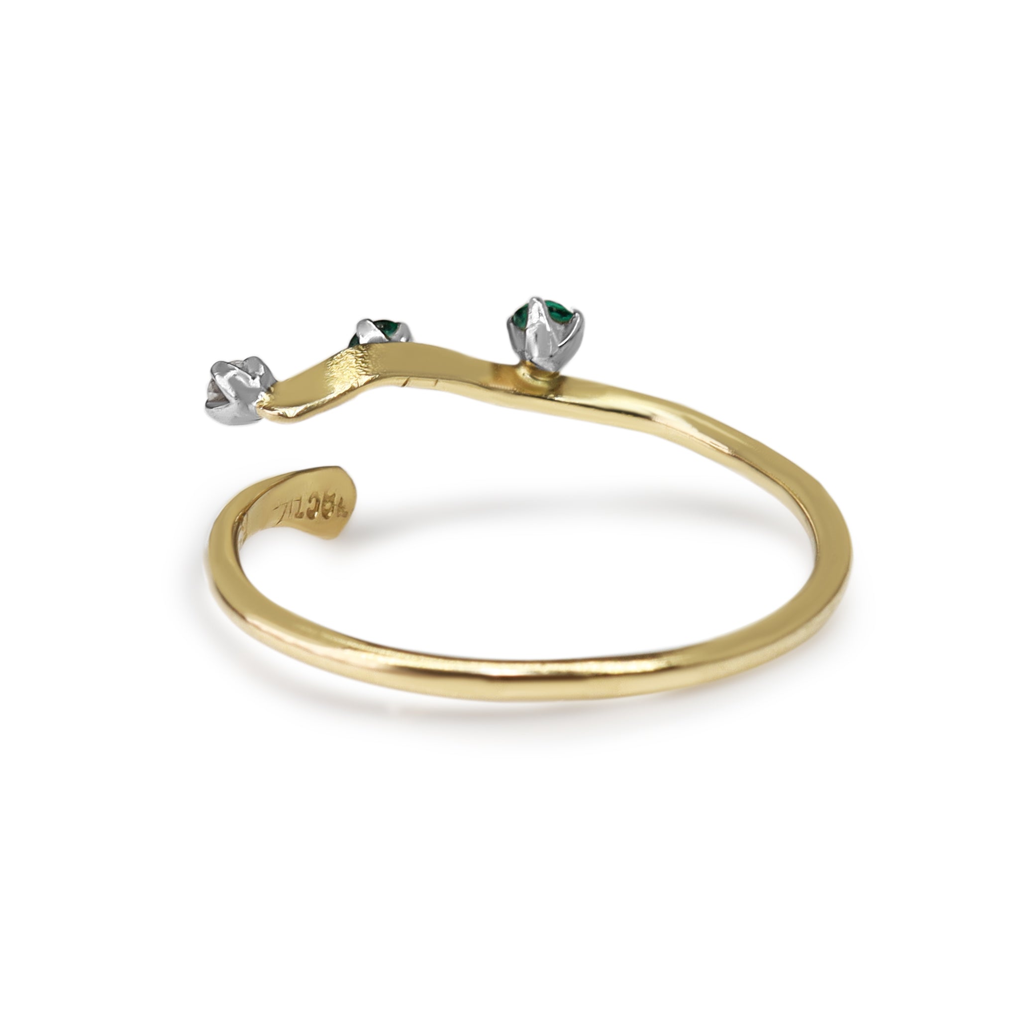 18ct Yellow Gold Emerald and Diamond Band Ring