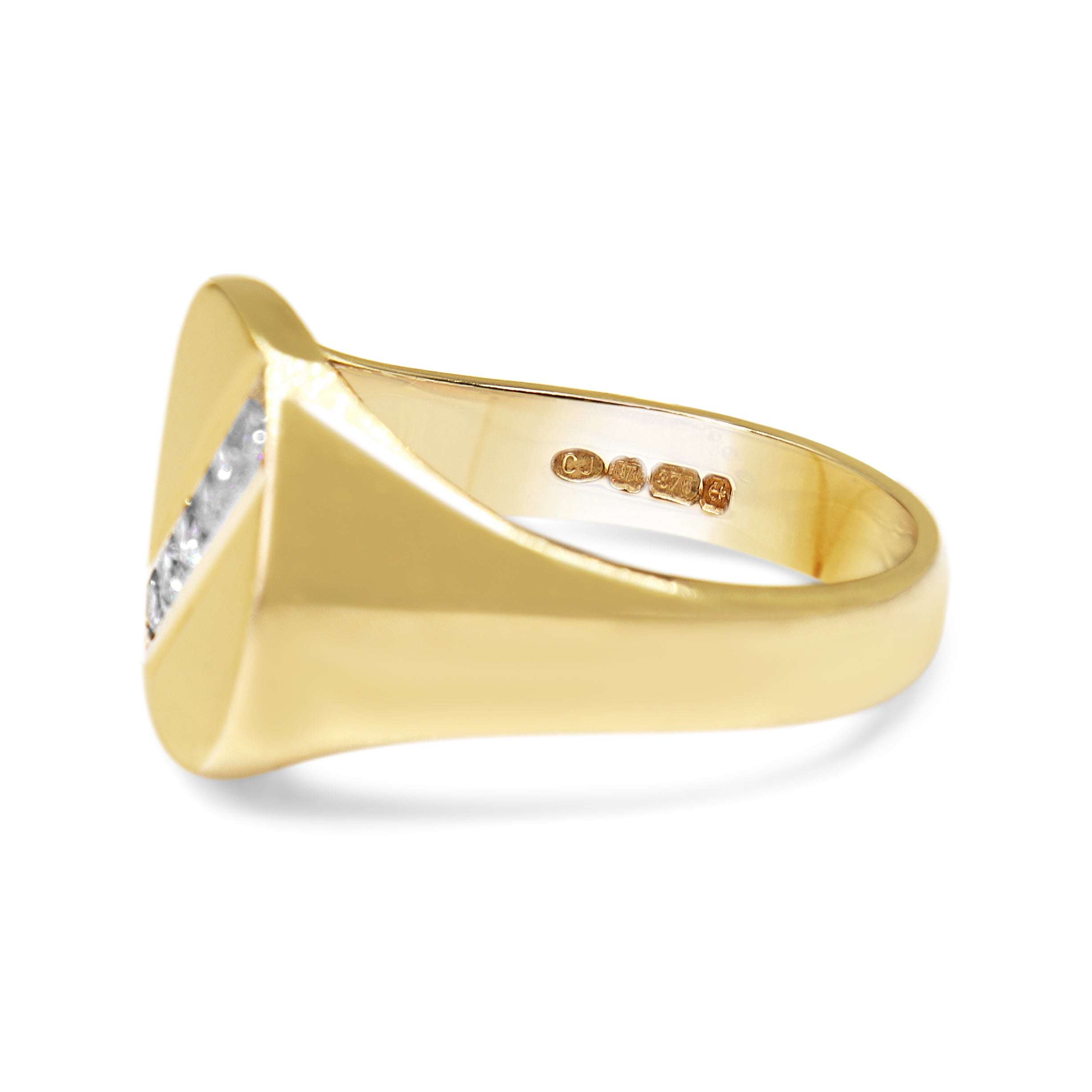 9ct Yellow Gold Diamond Vintage Signet Ring