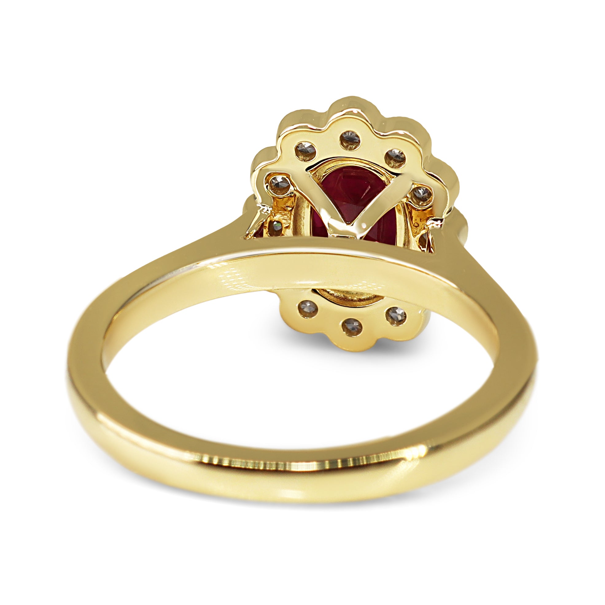 18ct Yellow Gold Ruby and Diamond Daisy Ring