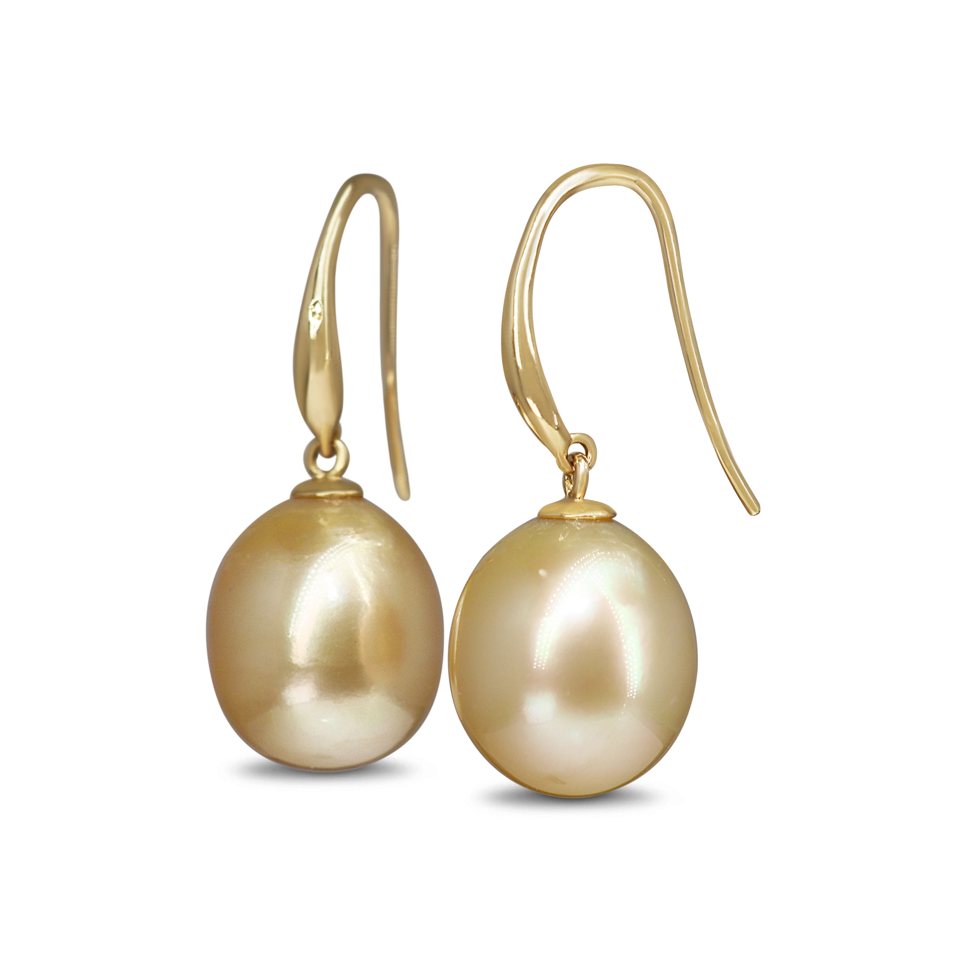 9ct Yellow Gold 13mm Golden South Sea Pearl Earrings