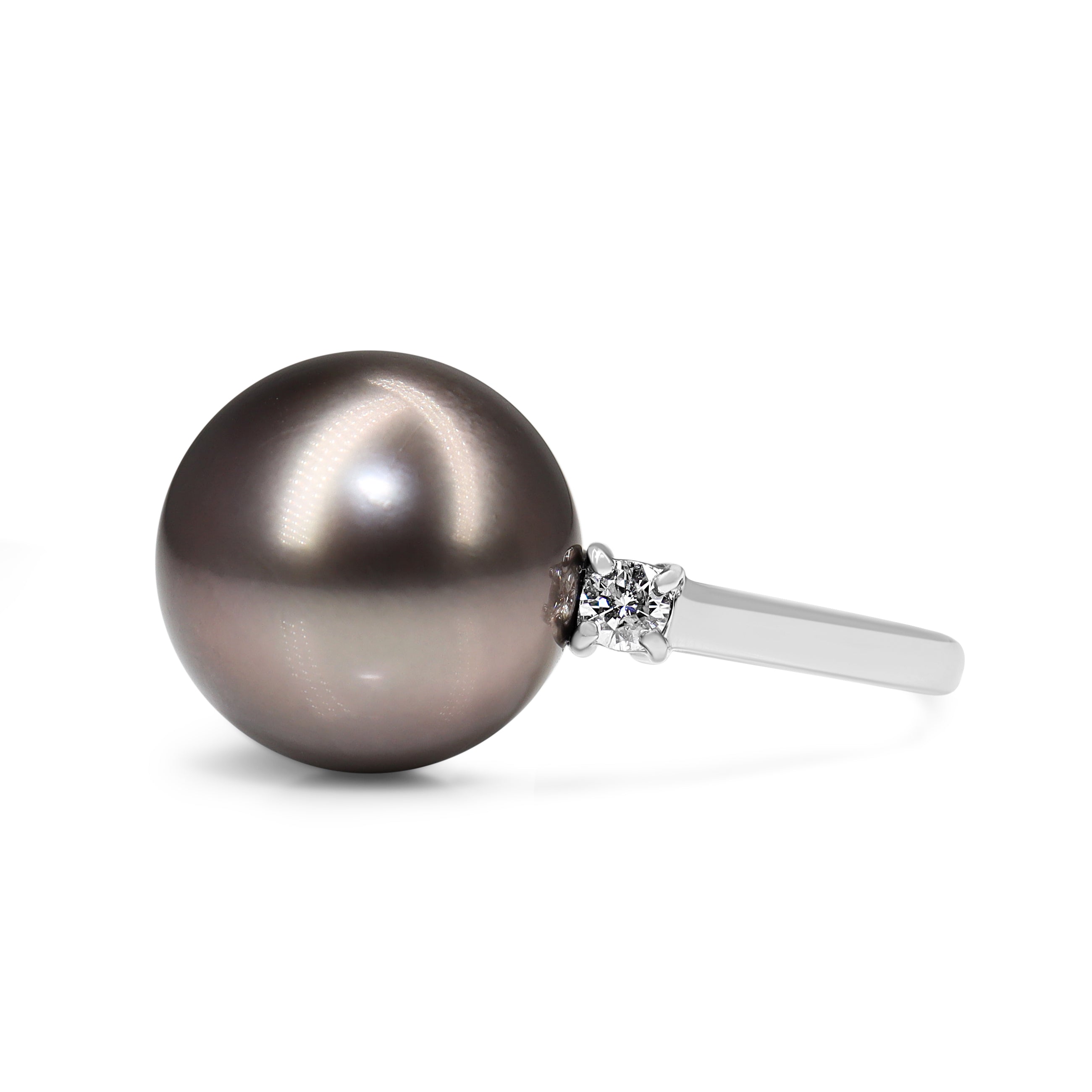 Platinum Tahitian 15.3 mm Pearl and Diamond Ring