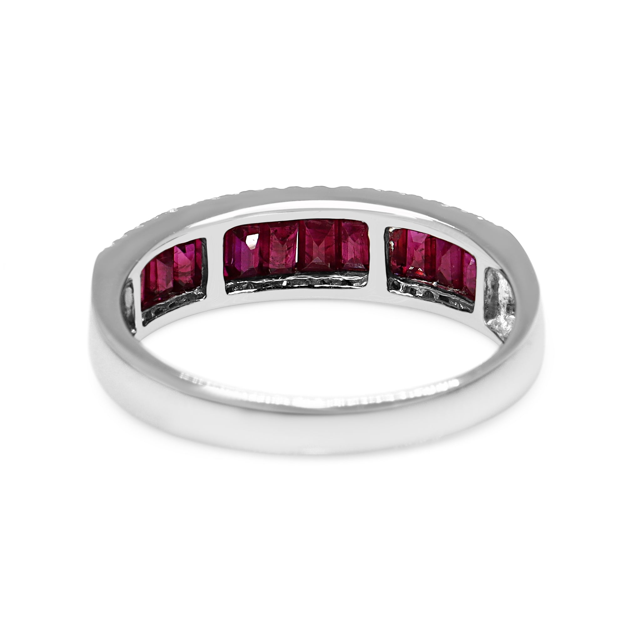 Platinum Channel Set Ruby and Diamond Band Ring