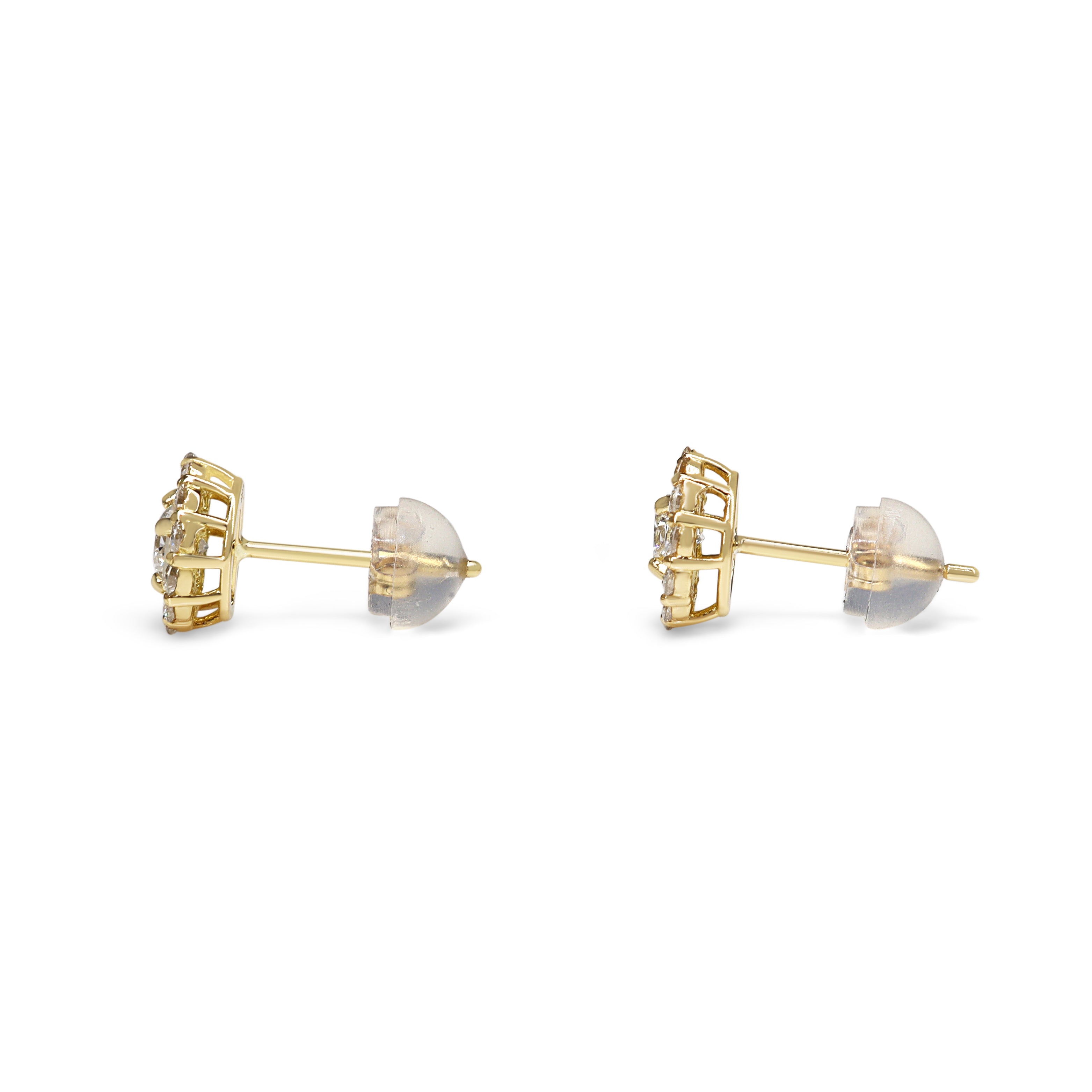 18ct Yellow Gold Diamond Halo Earrings