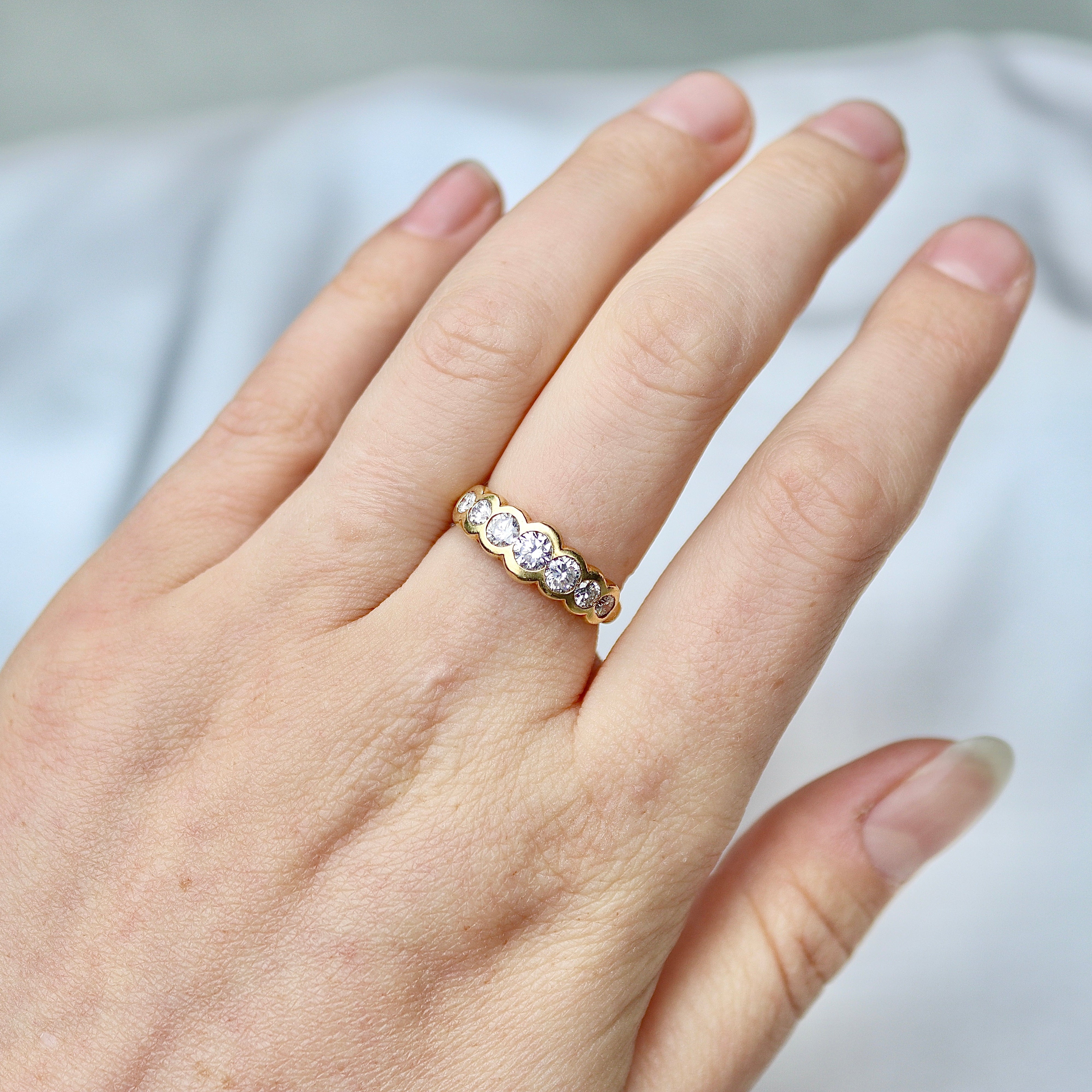 18ct Yellow Gold 1.15ct Bezel-Set Seven Stone Diamond Ring